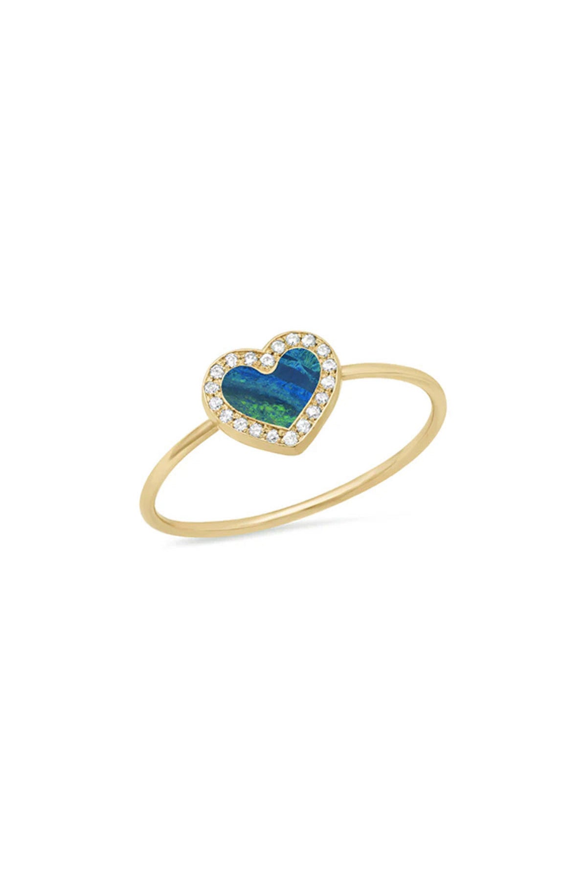 JENNIFER MEYER | EXTRA SMALL OPAL INLAY HEART RING WITH DIAMONDS