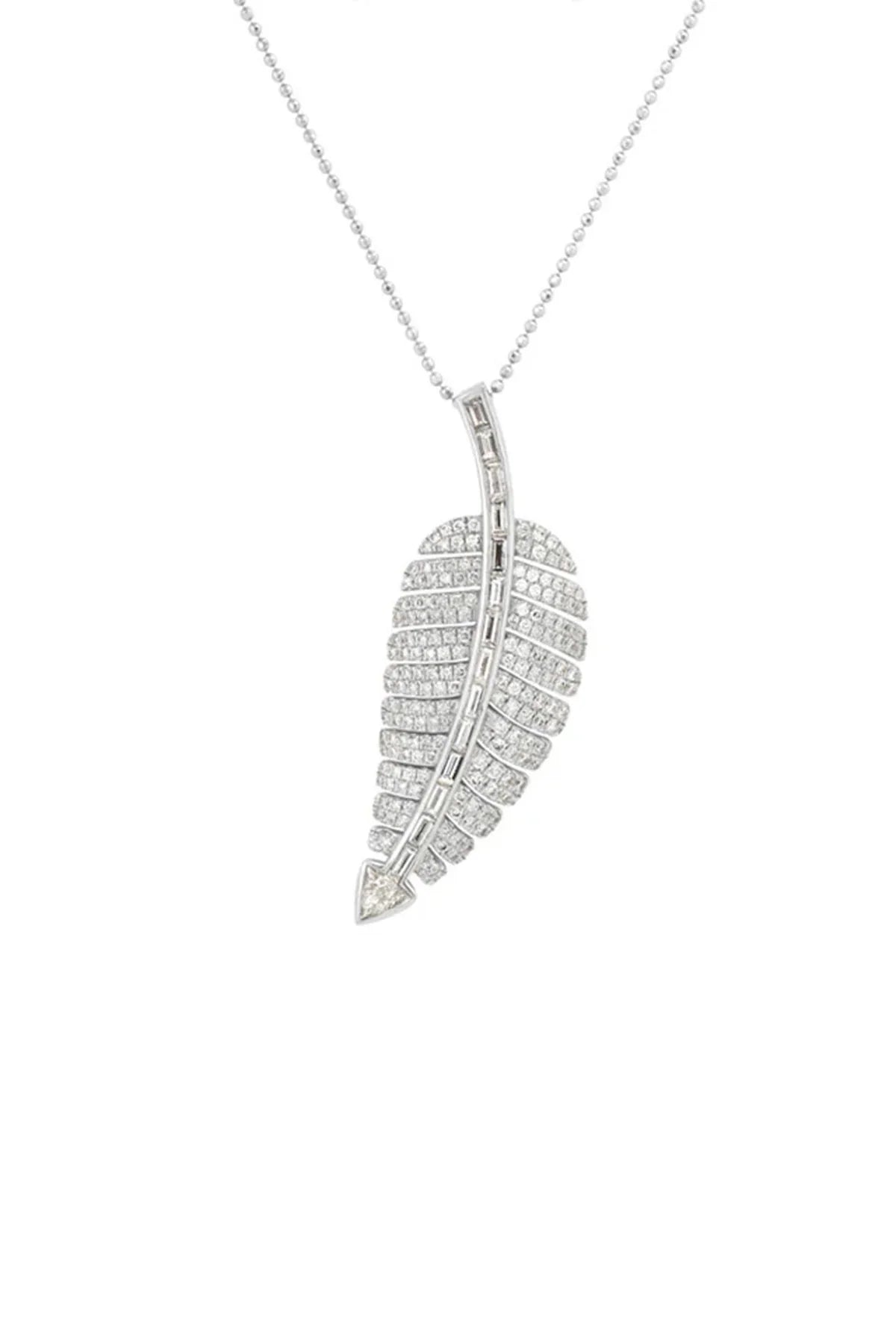 JENNIFER MEYER | WHITE GOLD DIAMOND ANNIVERSARY LEAF NECKLACE