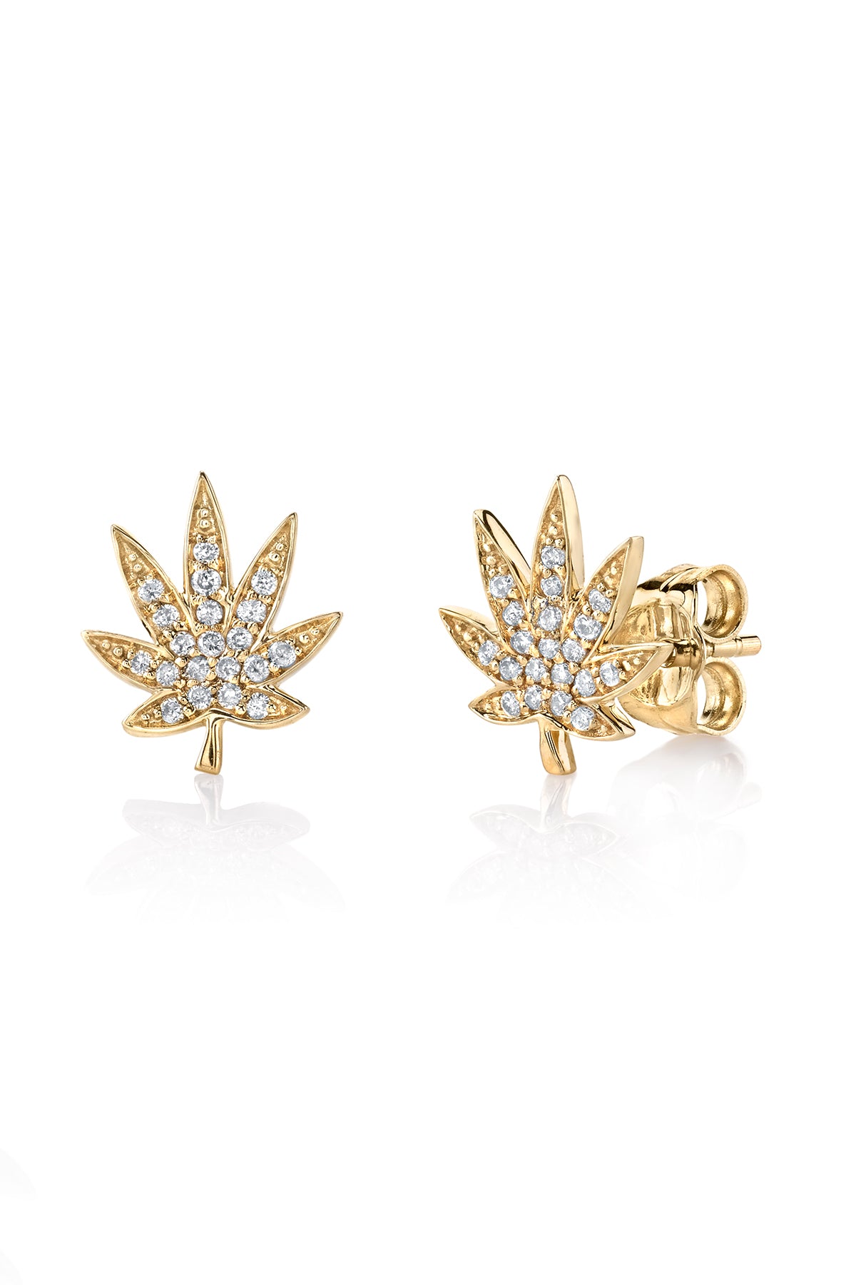 SYDNEY EVAN | SMALL POT LEAF STUD EARRINGS - MAXFIELD LA
