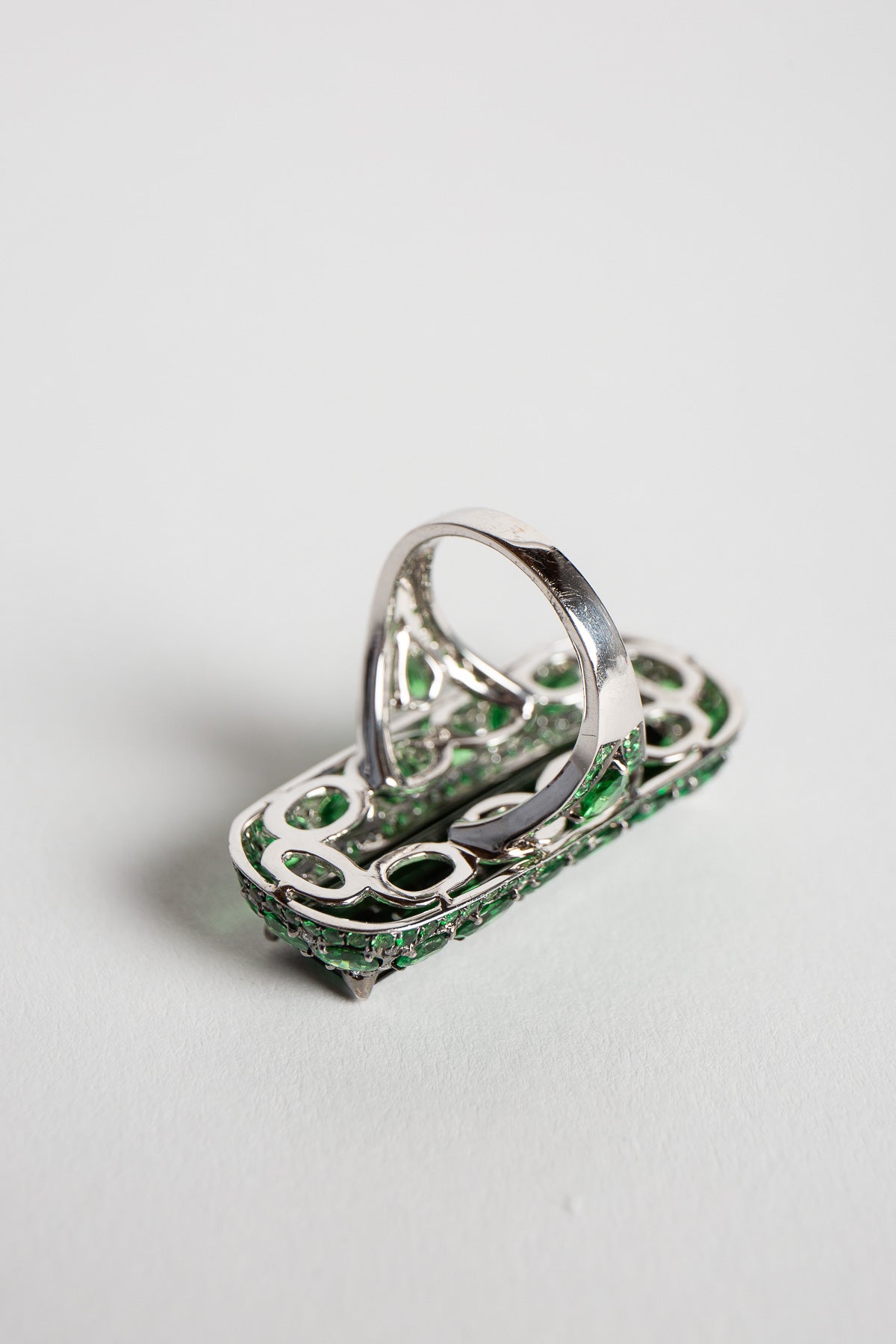 STEFERE | WHITE GOLD, DIAMOND, TOURMALINE, & GREEN GARNET RING