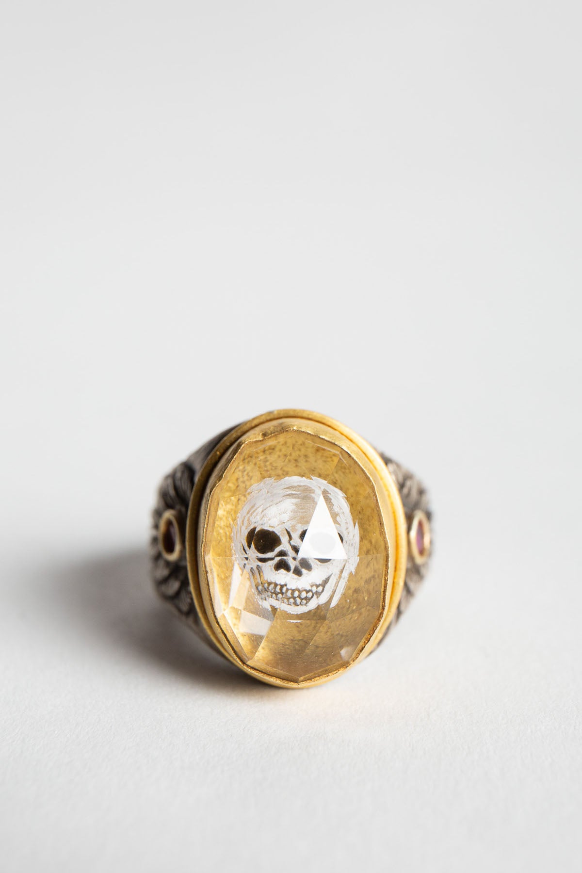 MELINDA RISK | WINGED SKULL CRYSTAL & RUBY RING