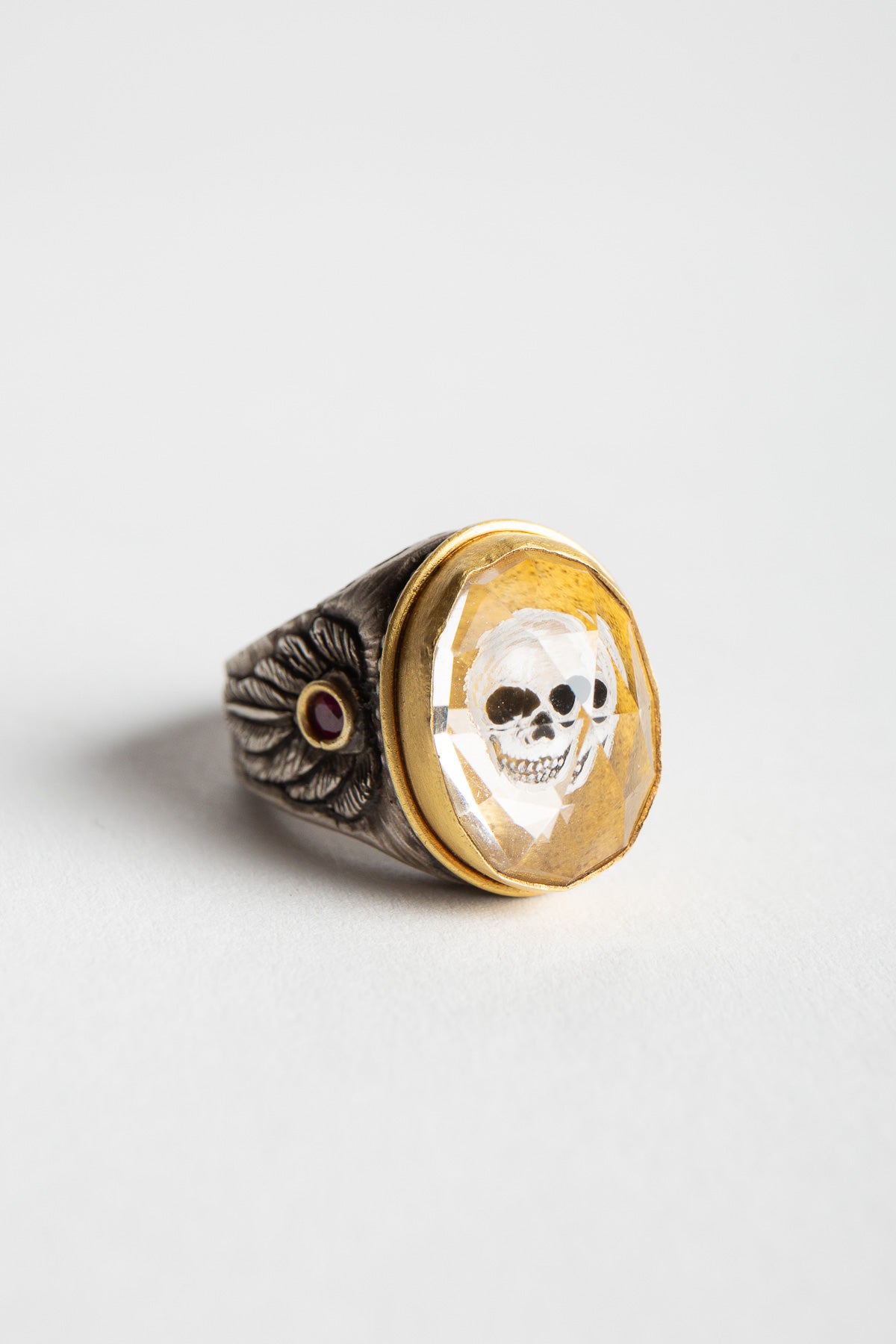 MELINDA RISK | WINGED SKULL CRYSTAL & RUBY RING