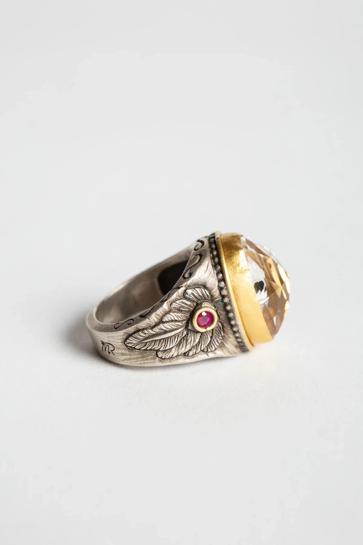 MELINDA RISK | WINGED SKULL CRYSTAL & RUBY RING