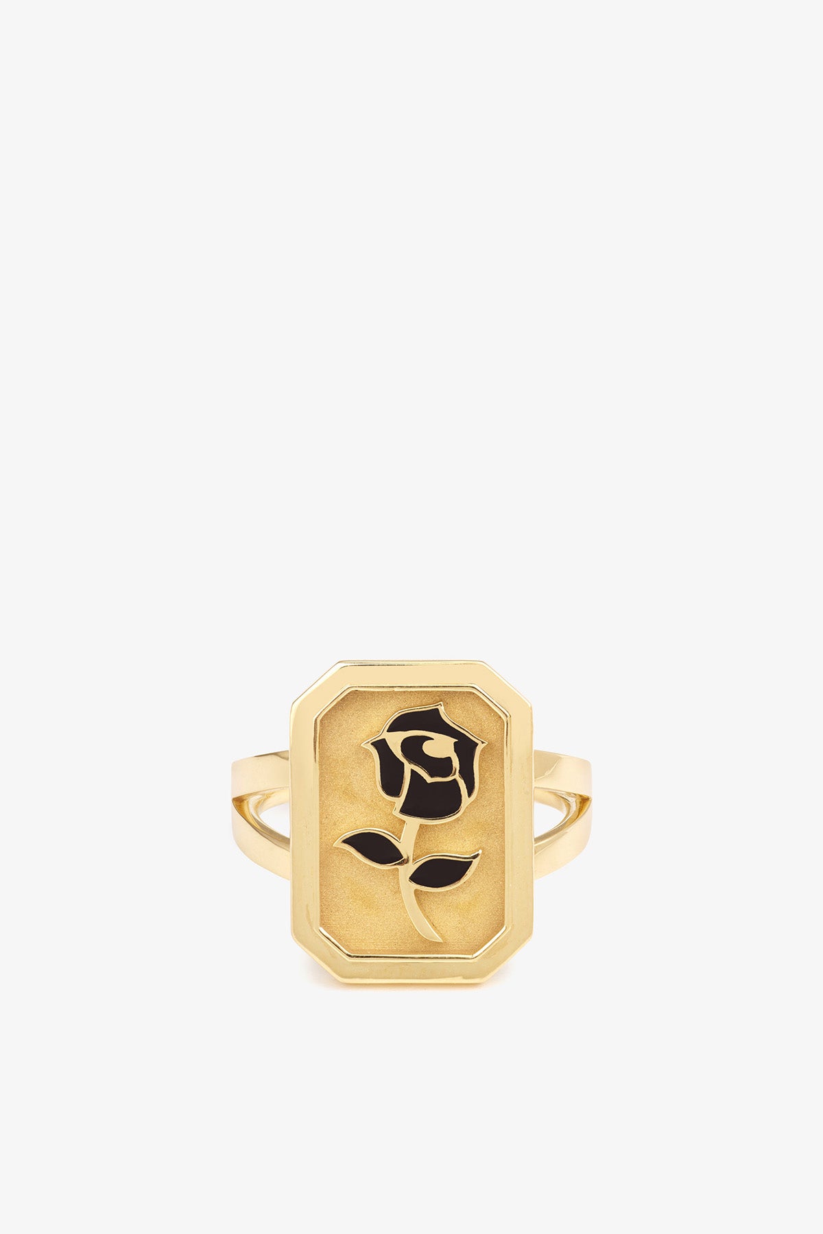 MYSTERYJOY | YELLOW GOLD BLACK ROSE SIGNET RING