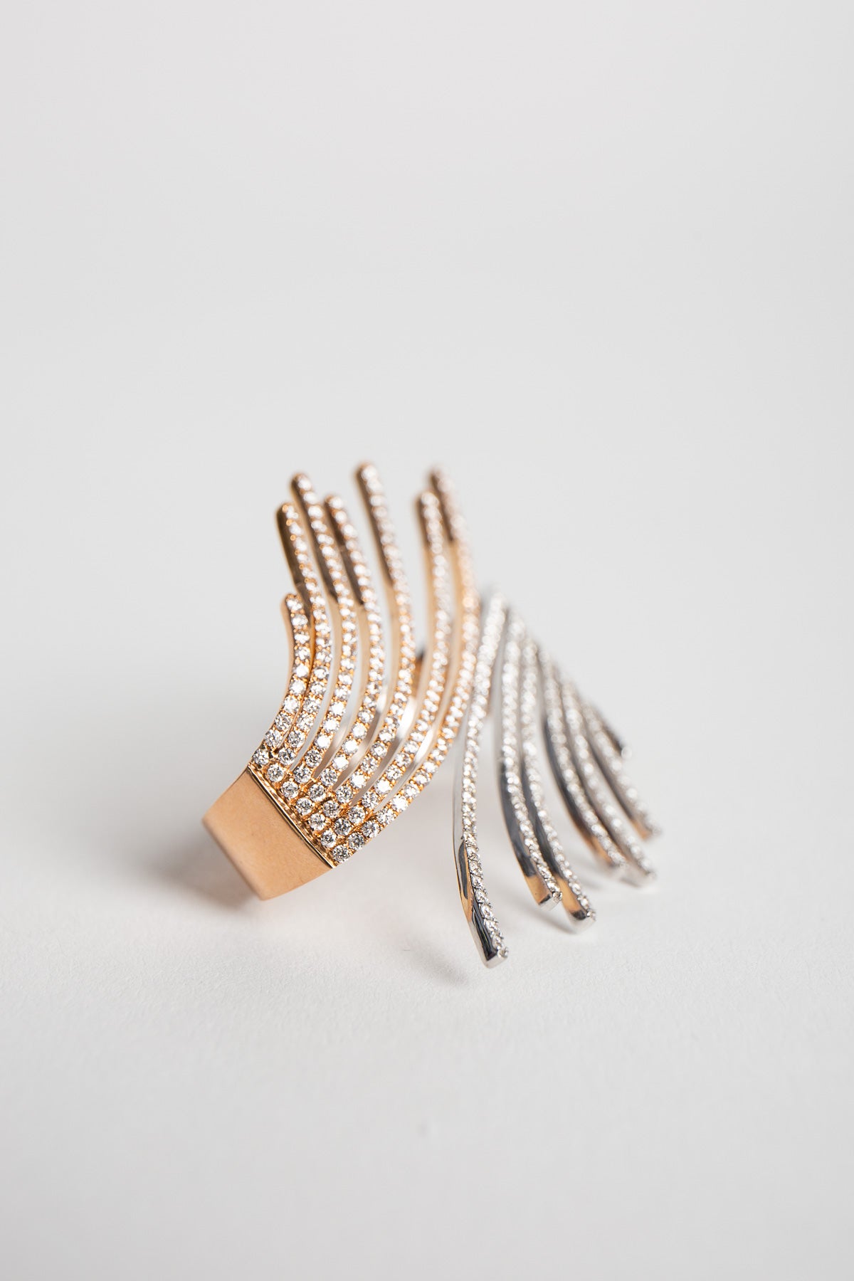 STEFERE | WHITE & ROSE GOLD DOUBLE DIAMOND RING