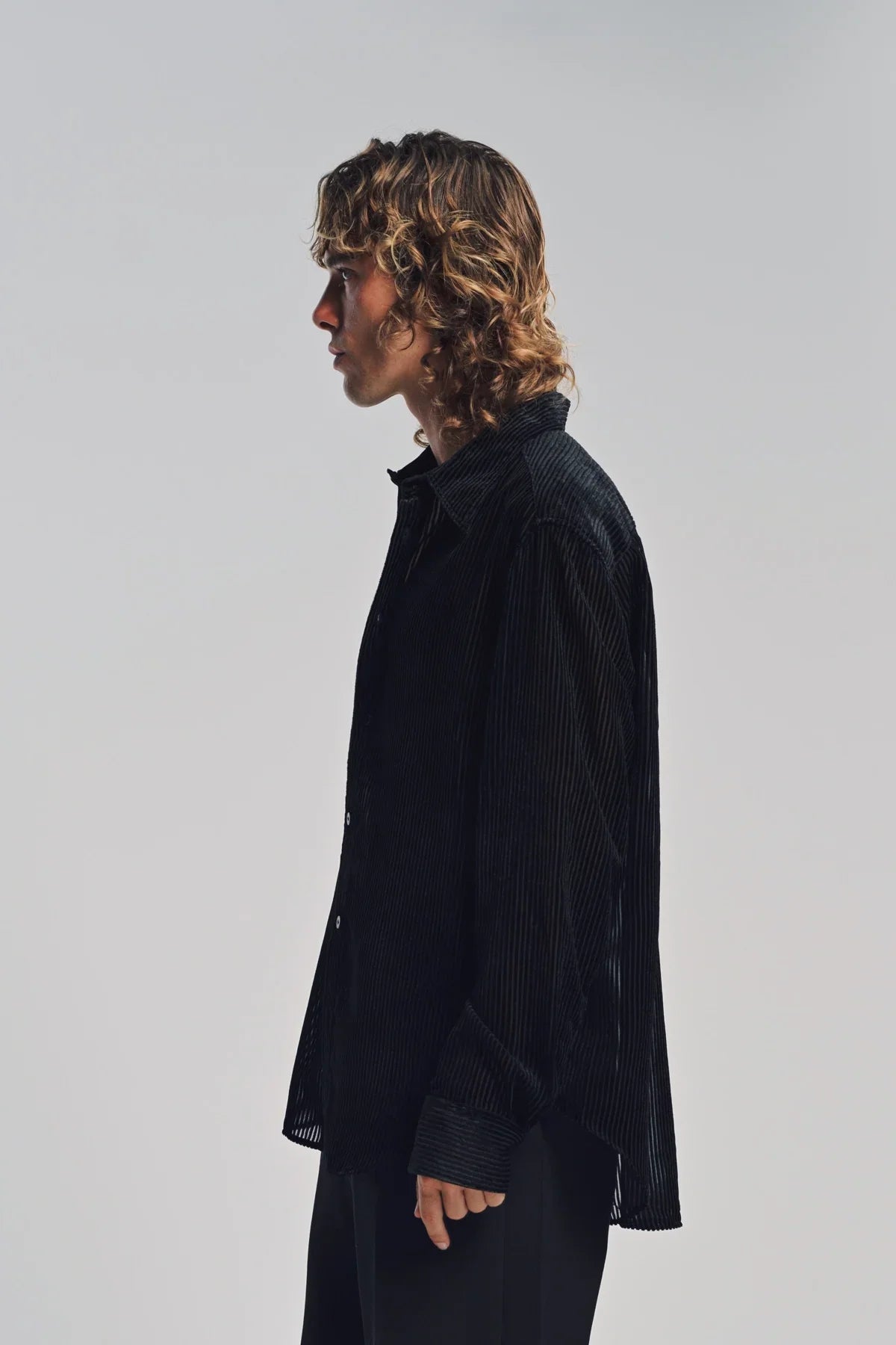 LOUIS GABRIEL NOUCHI | DEVORED STRIPE LONG SLEEVE SHIRT