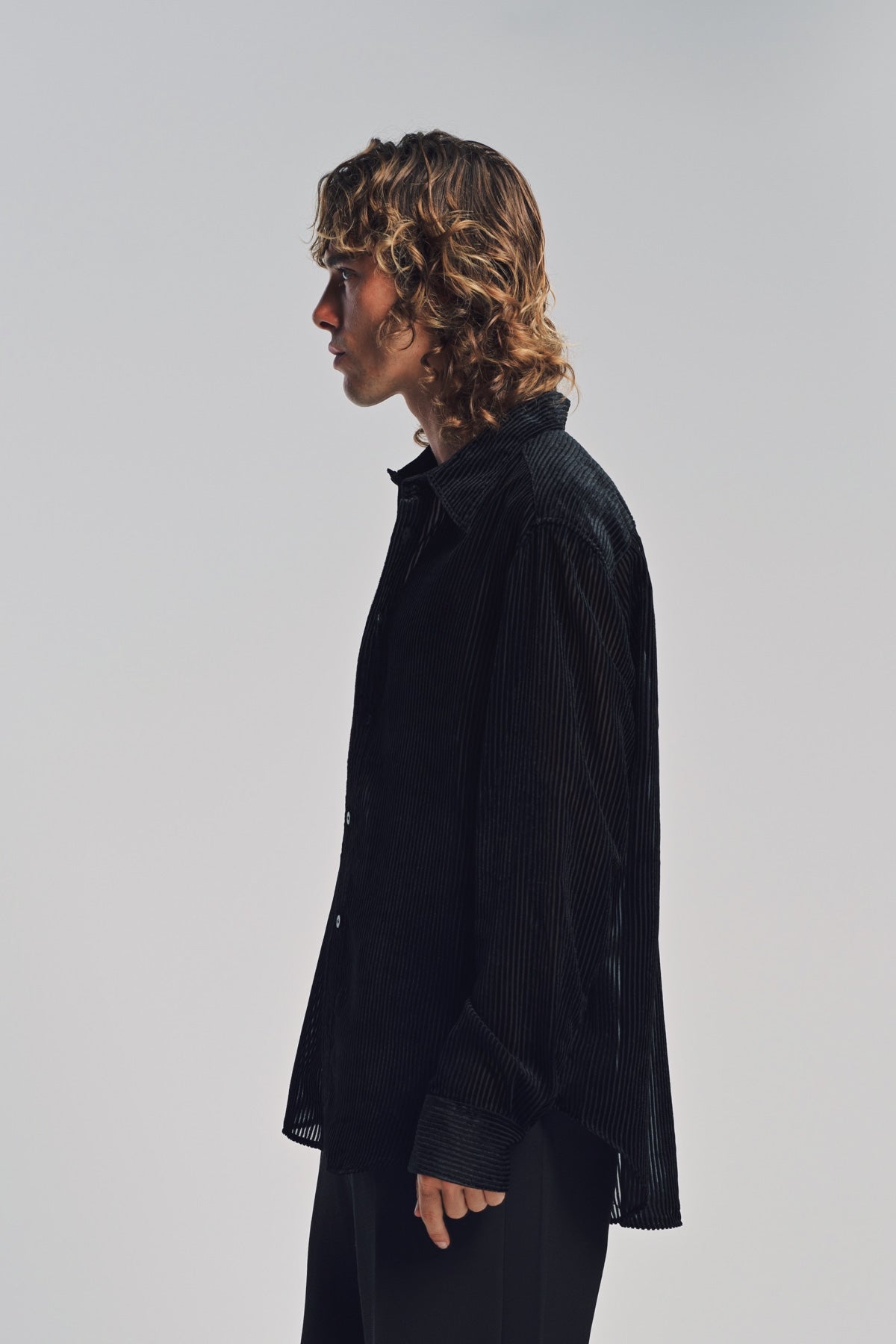 LOUIS GABRIEL NOUCHI | DEVORED STRIPE LONG SLEEVE SHIRT