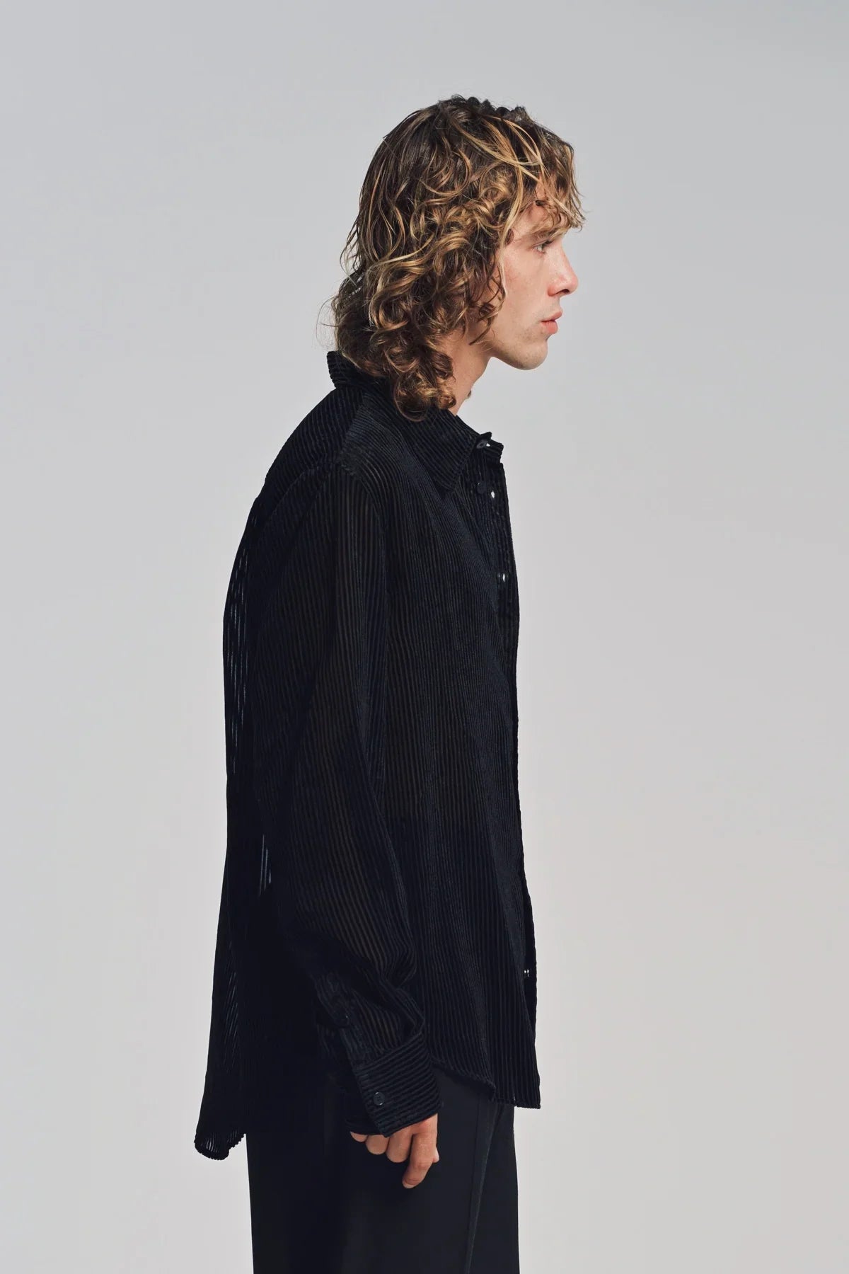 LOUIS GABRIEL NOUCHI | DEVORED STRIPE LONG SLEEVE SHIRT