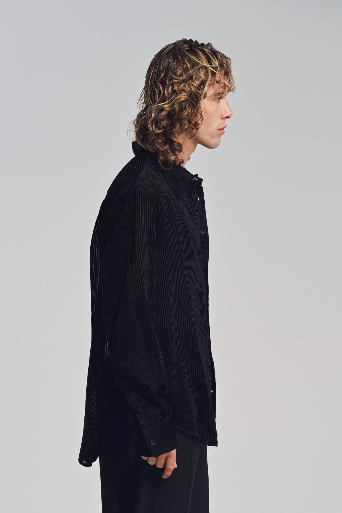 LOUIS GABRIEL NOUCHI | DEVORED STRIPE LONG SLEEVE SHIRT