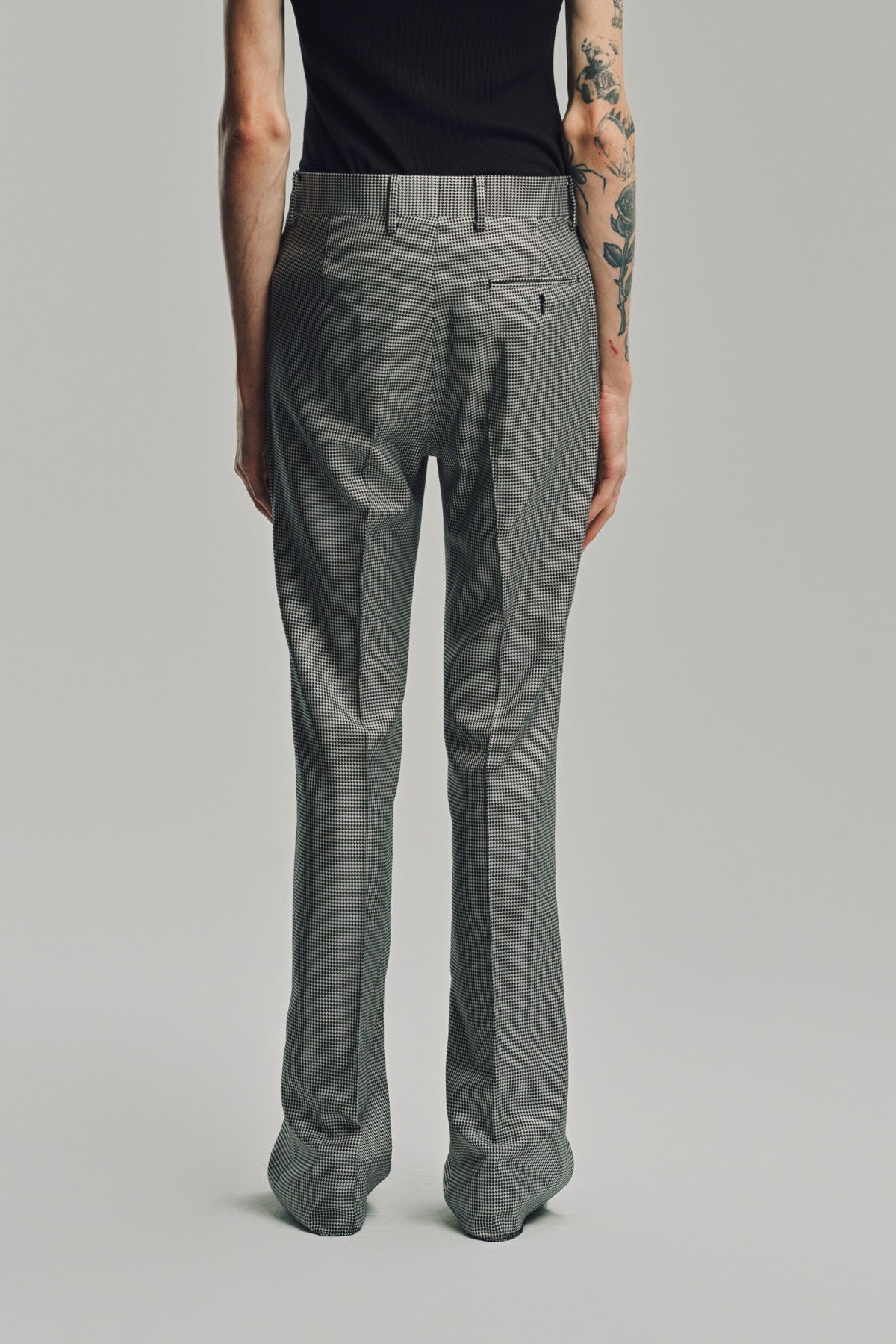 KYOSUKE KUNIMOTO | HOUNDSTOOTH FLAT FRONT PANTS