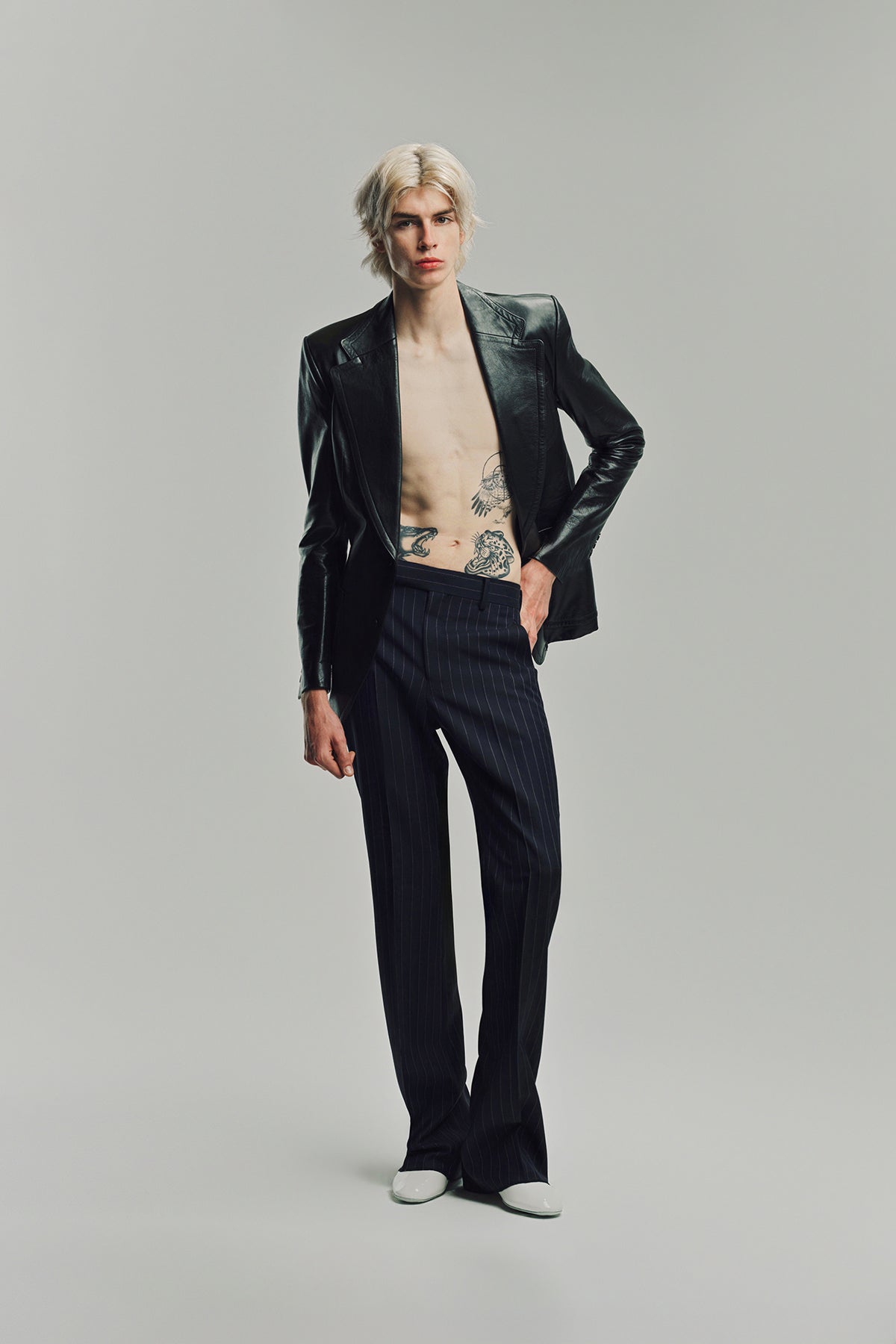 KYOSUKE KUNIMOTO | LEATHER NOTCH LAPEL BLAZER