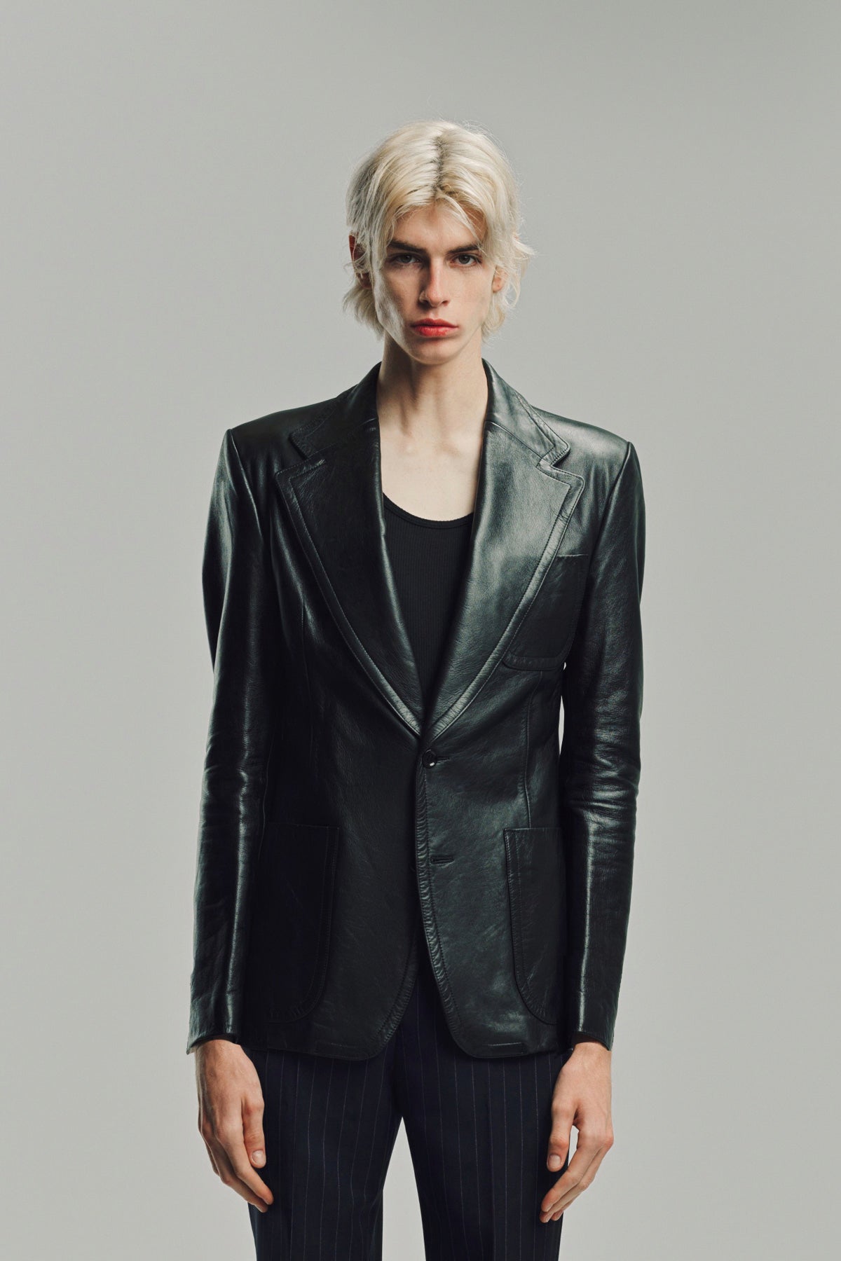 KYOSUKE KUNIMOTO | LEATHER NOTCH LAPEL BLAZER