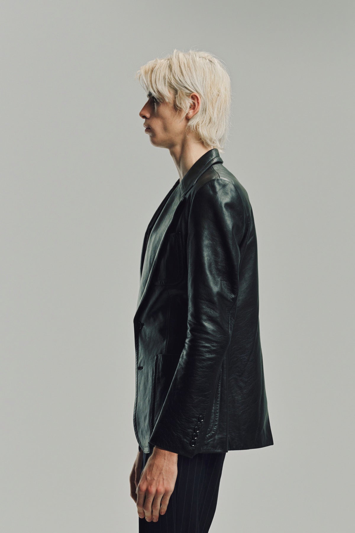 KYOSUKE KUNIMOTO | LEATHER NOTCH LAPEL BLAZER