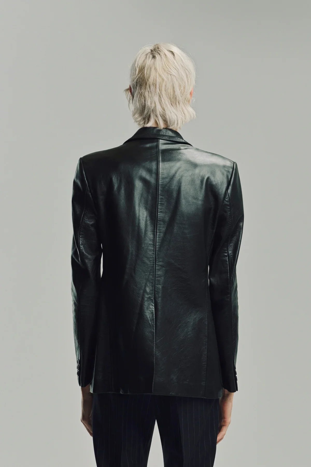 KYOSUKE KUNIMOTO | LEATHER NOTCH LAPEL BLAZER