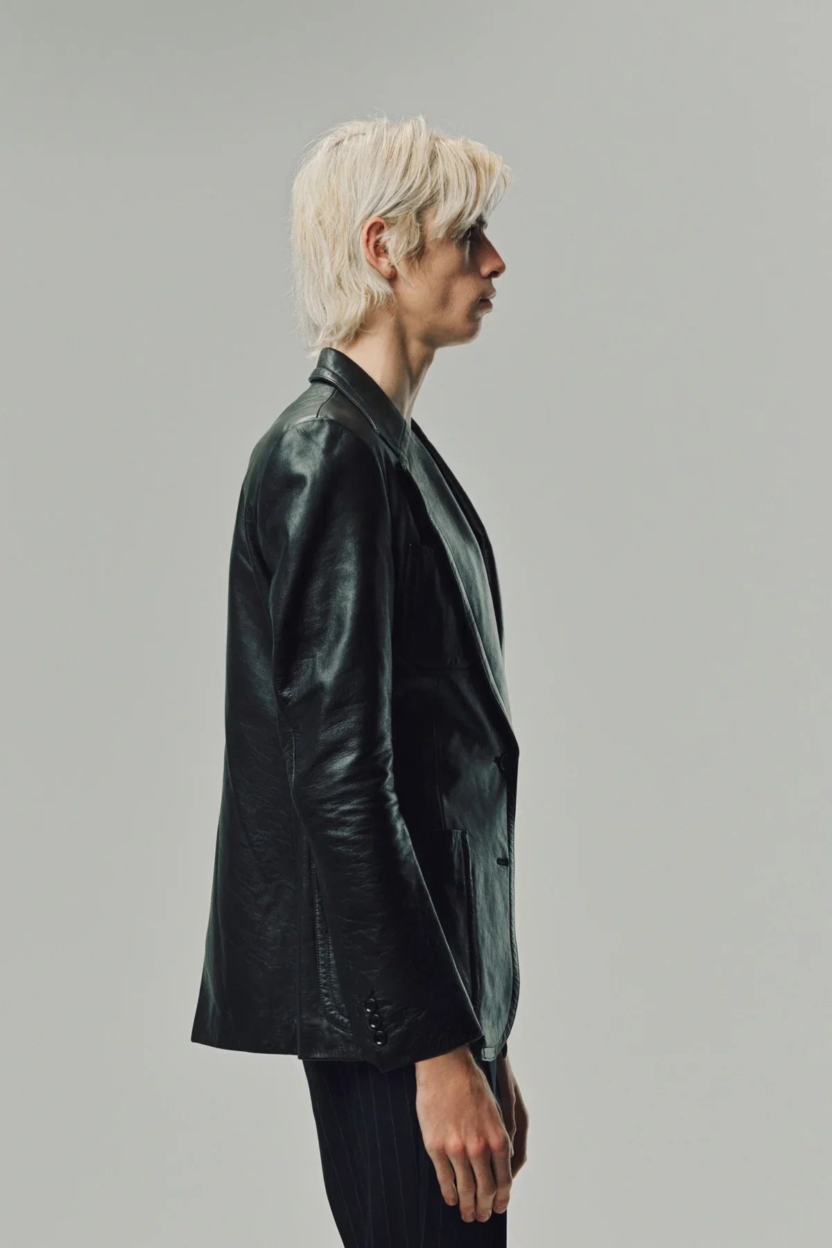 KYOSUKE KUNIMOTO | LEATHER NOTCH LAPEL BLAZER