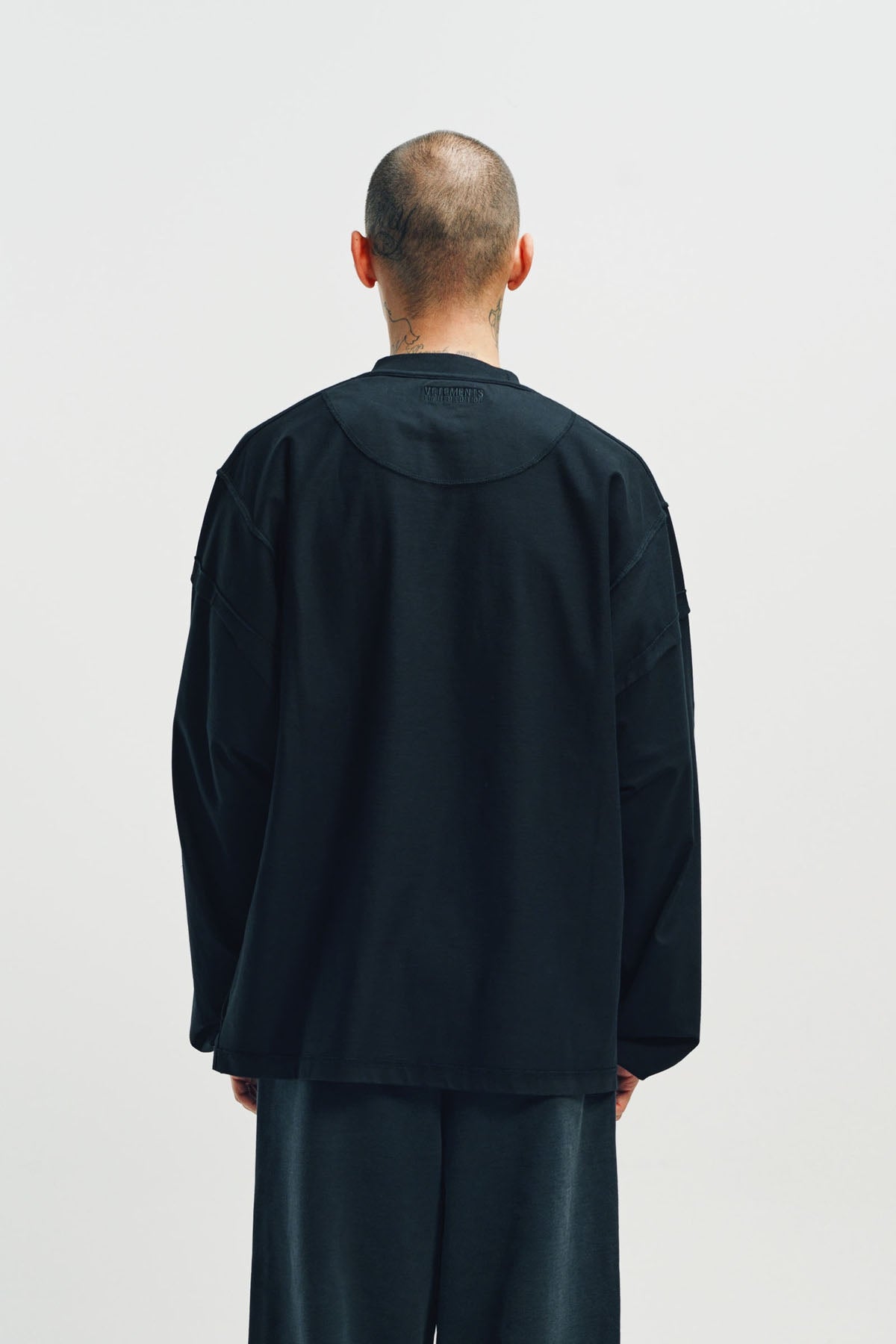 VETEMENTS | 'SHUT DOWN' EMBROIDERED REWORK LONG SLEEVE SHIRT