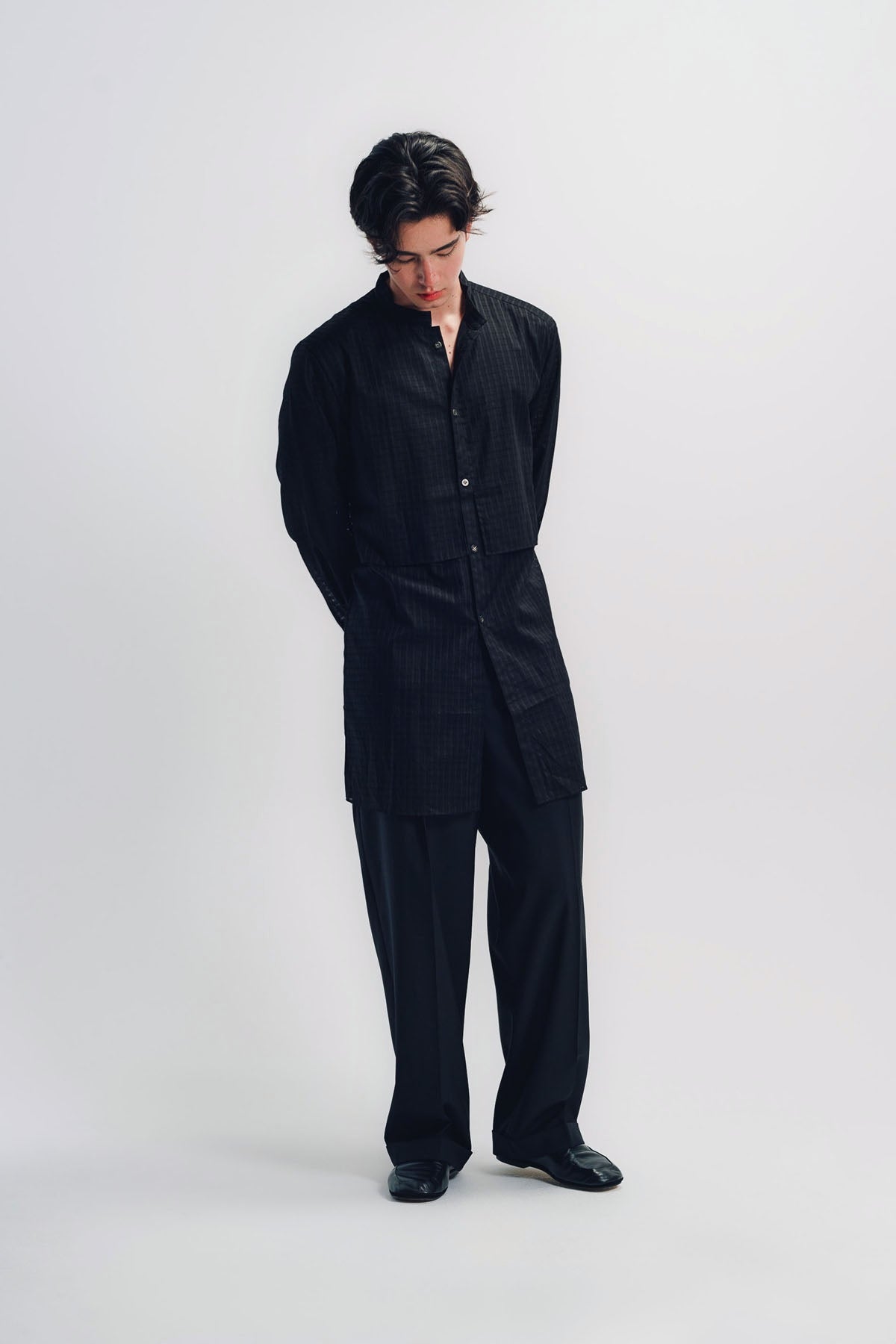 Individual Sentiments | Mao Collar Long Sleeve Shirt
