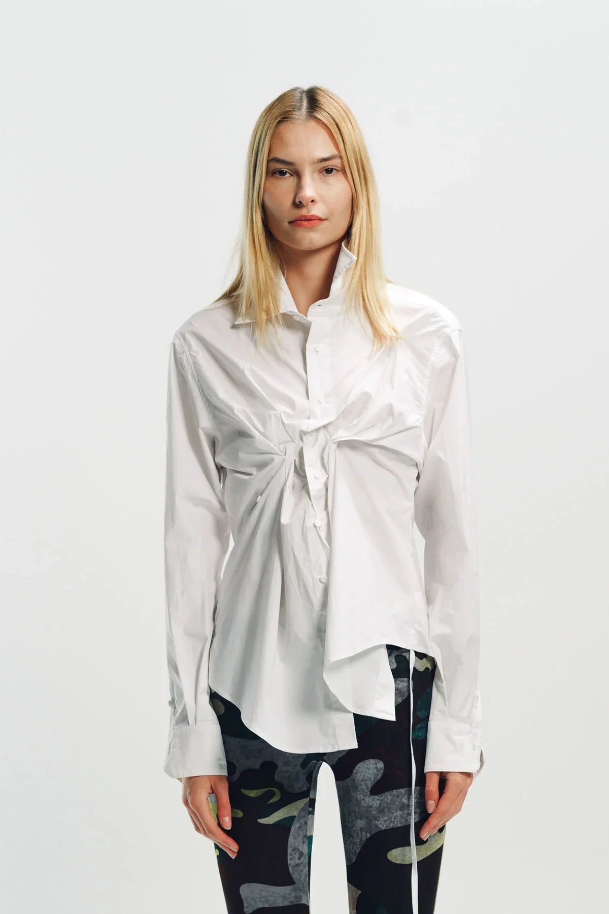 OTTOLINGER | TWISTED & PLEATED LONG SLEEVE SHIRT
