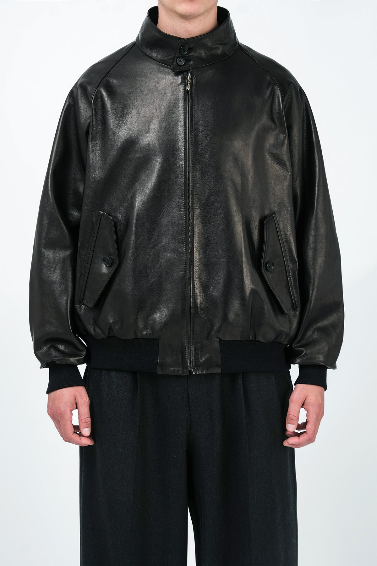 A.PRESSE | LEATHER HARRINGTON JACKET