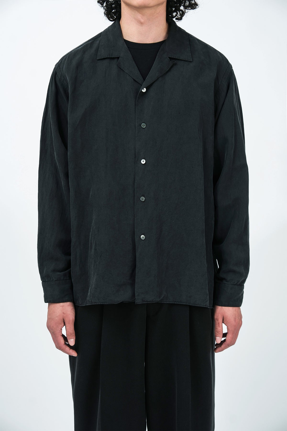 A.PRESSE | VINTAGE SILK LINEN OPEN COLLAR SHIRT