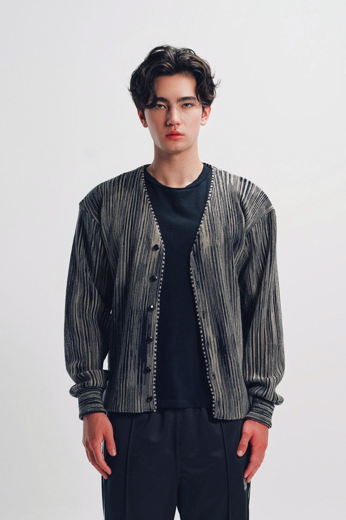 Needles | Black Crepe Weave Cardigan