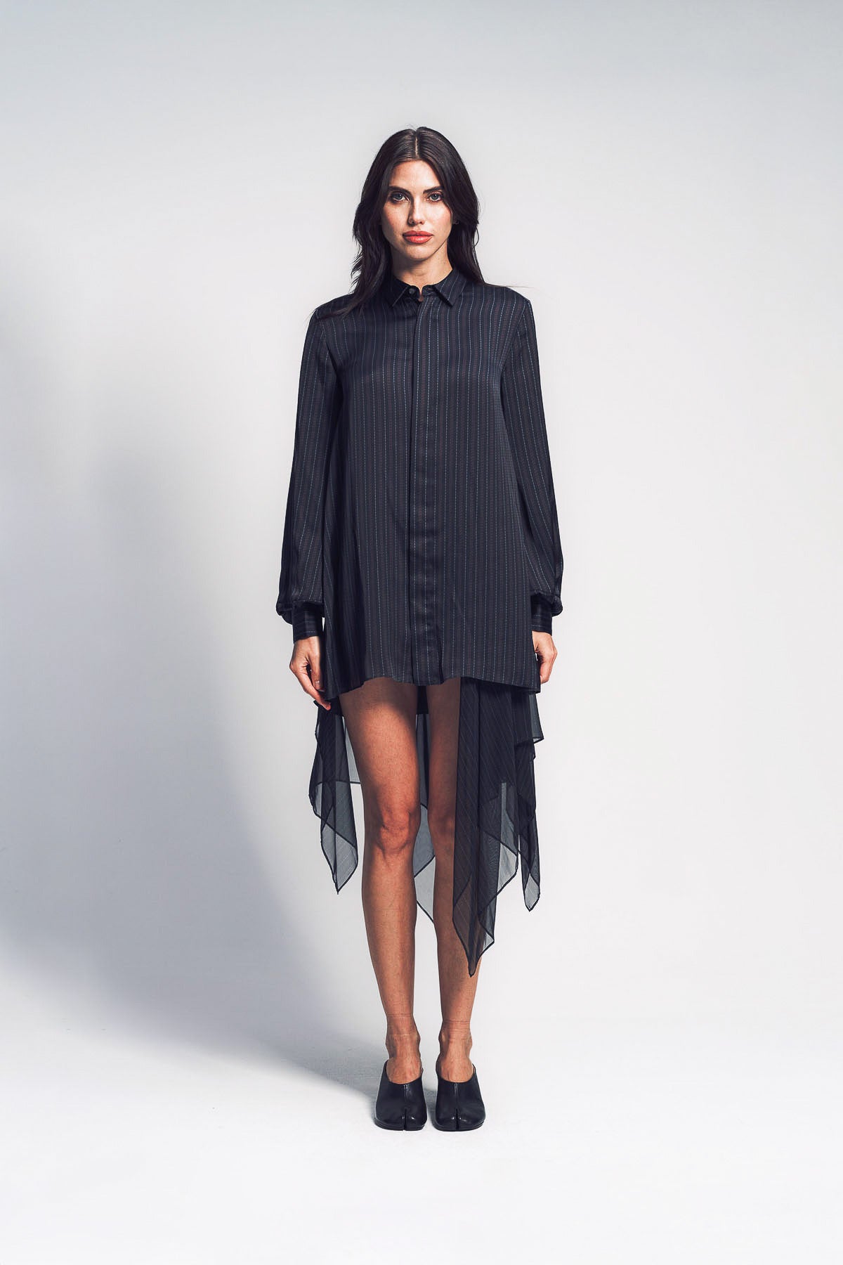 SACAI | STRIPED SATIN DRESS