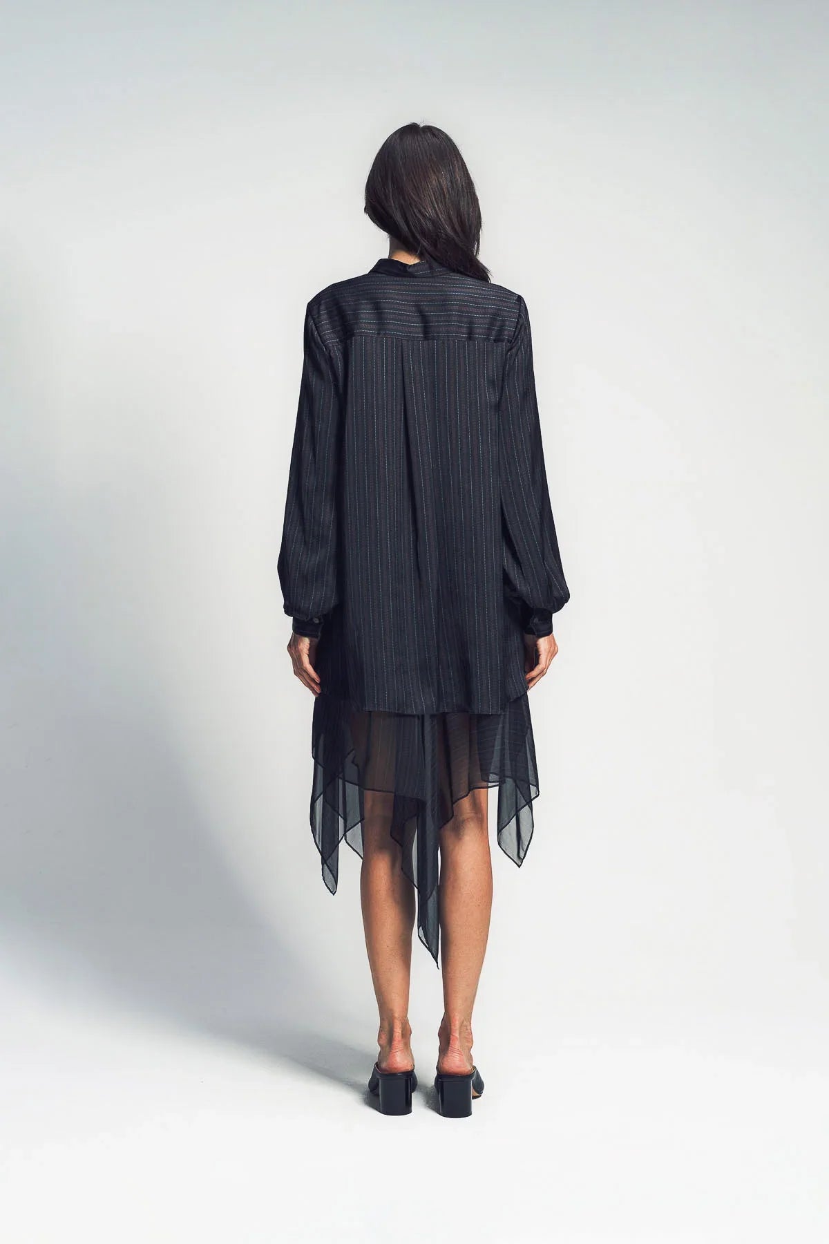 SACAI | STRIPED SATIN DRESS