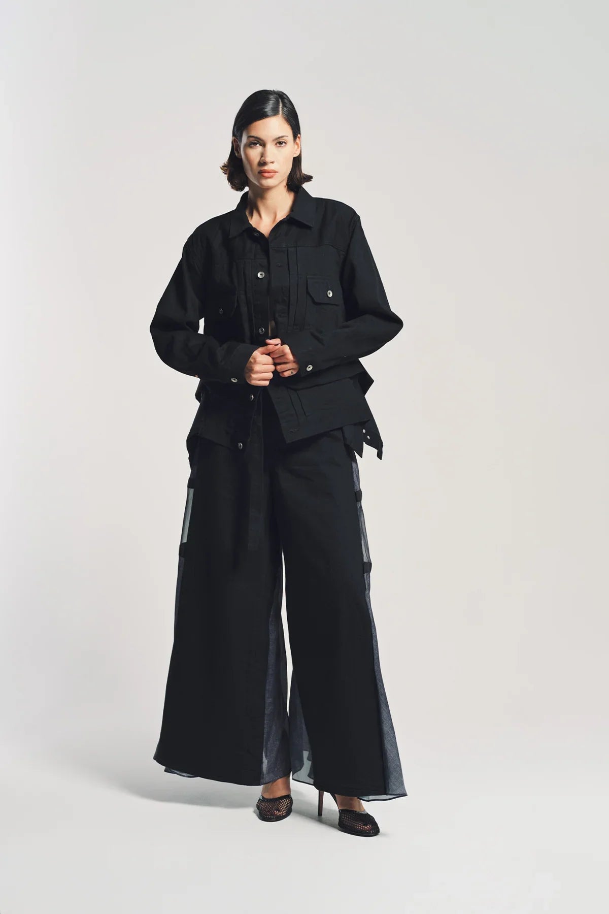 SACAI | DENIM WOOL MELTON JACKET