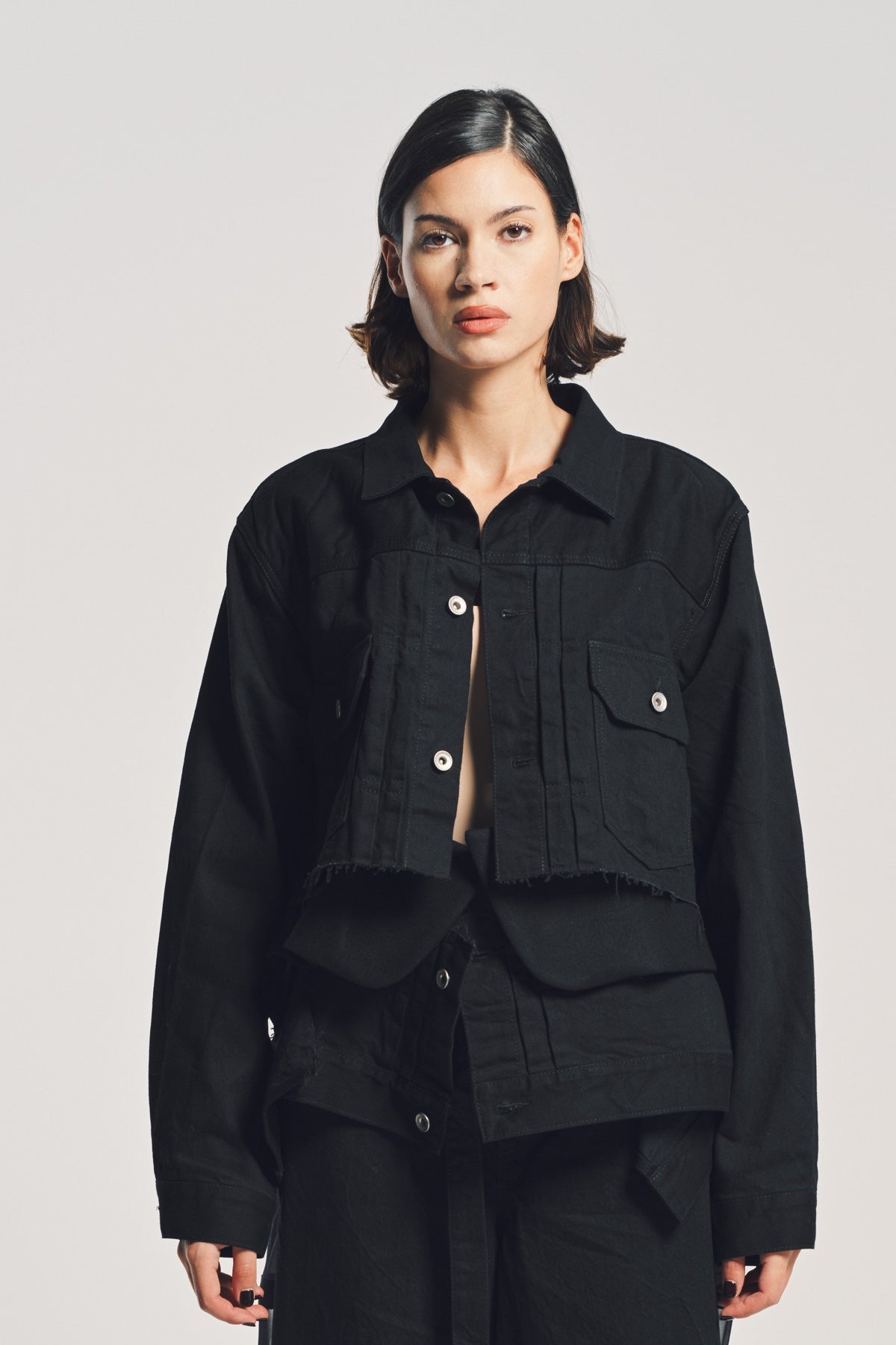 SACAI | DENIM WOOL MELTON JACKET