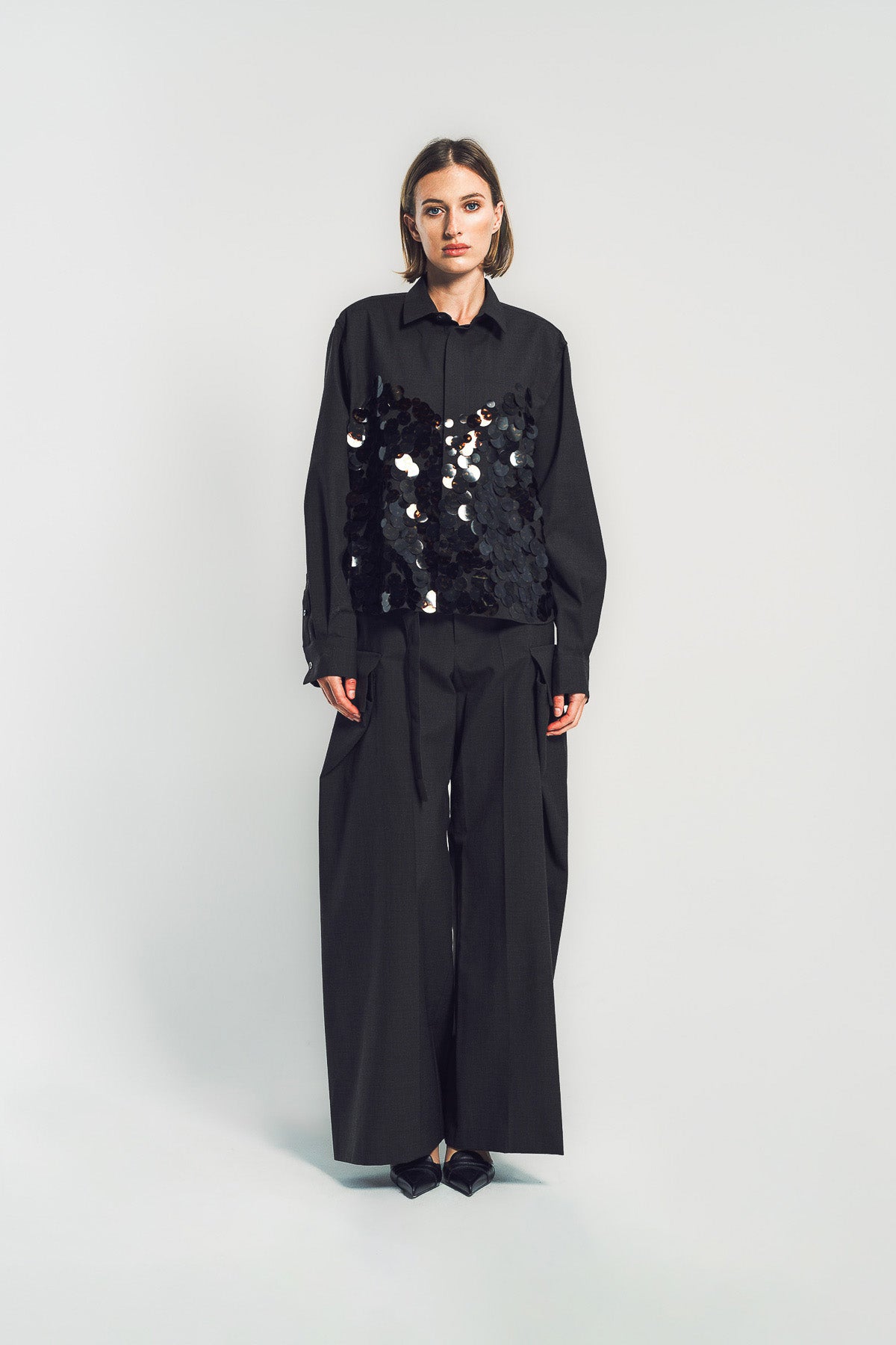 SACAI | SEQUIN LONG SLEEVE SHIRT