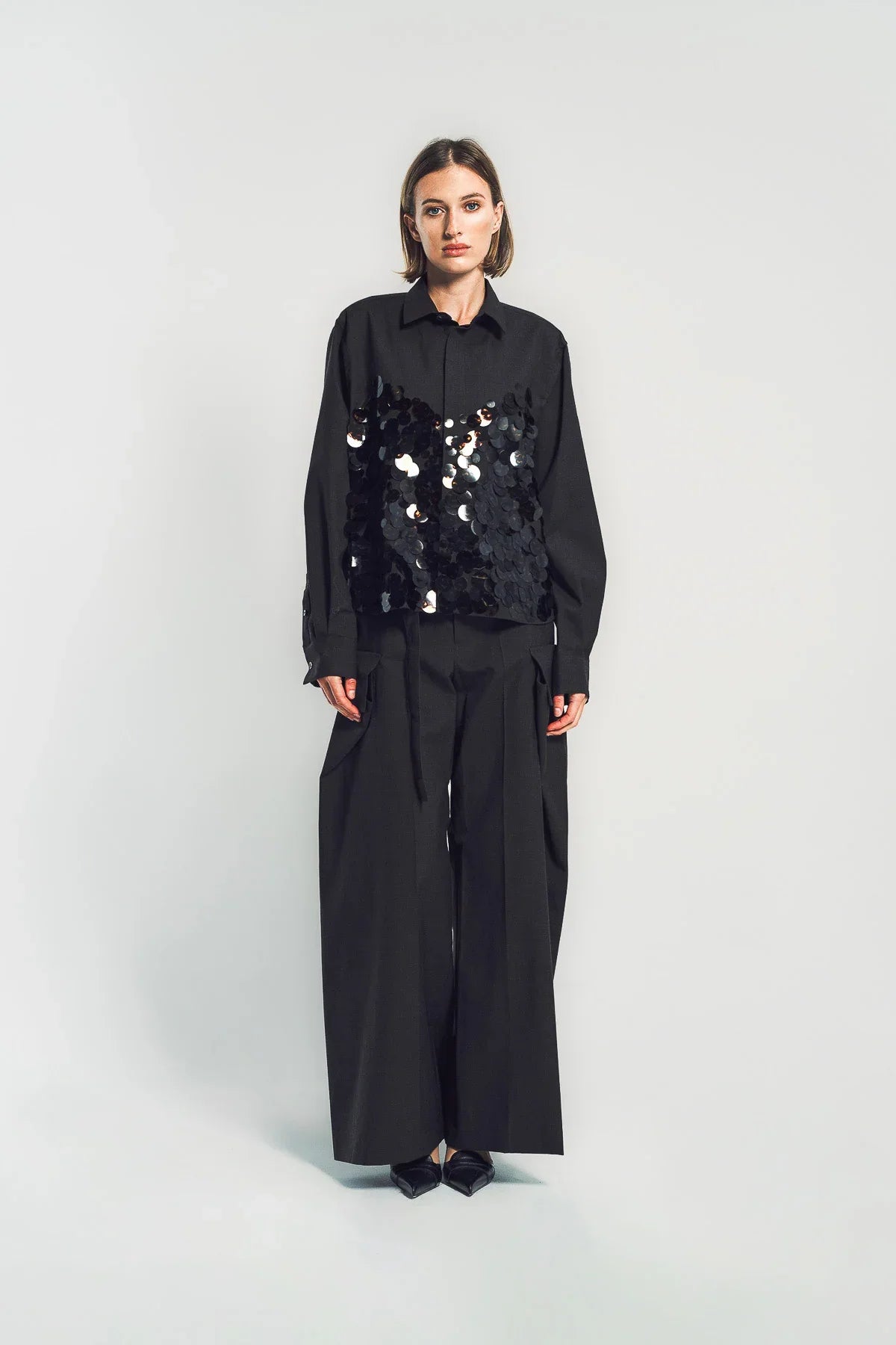 SACAI | SEQUIN LONG SLEEVE SHIRT