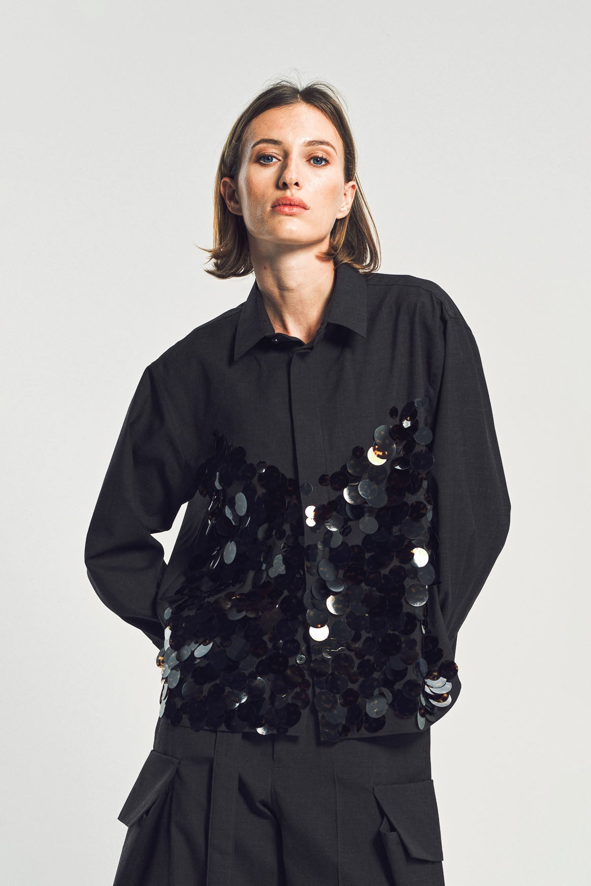 SACAI | SEQUIN LONG SLEEVE SHIRT
