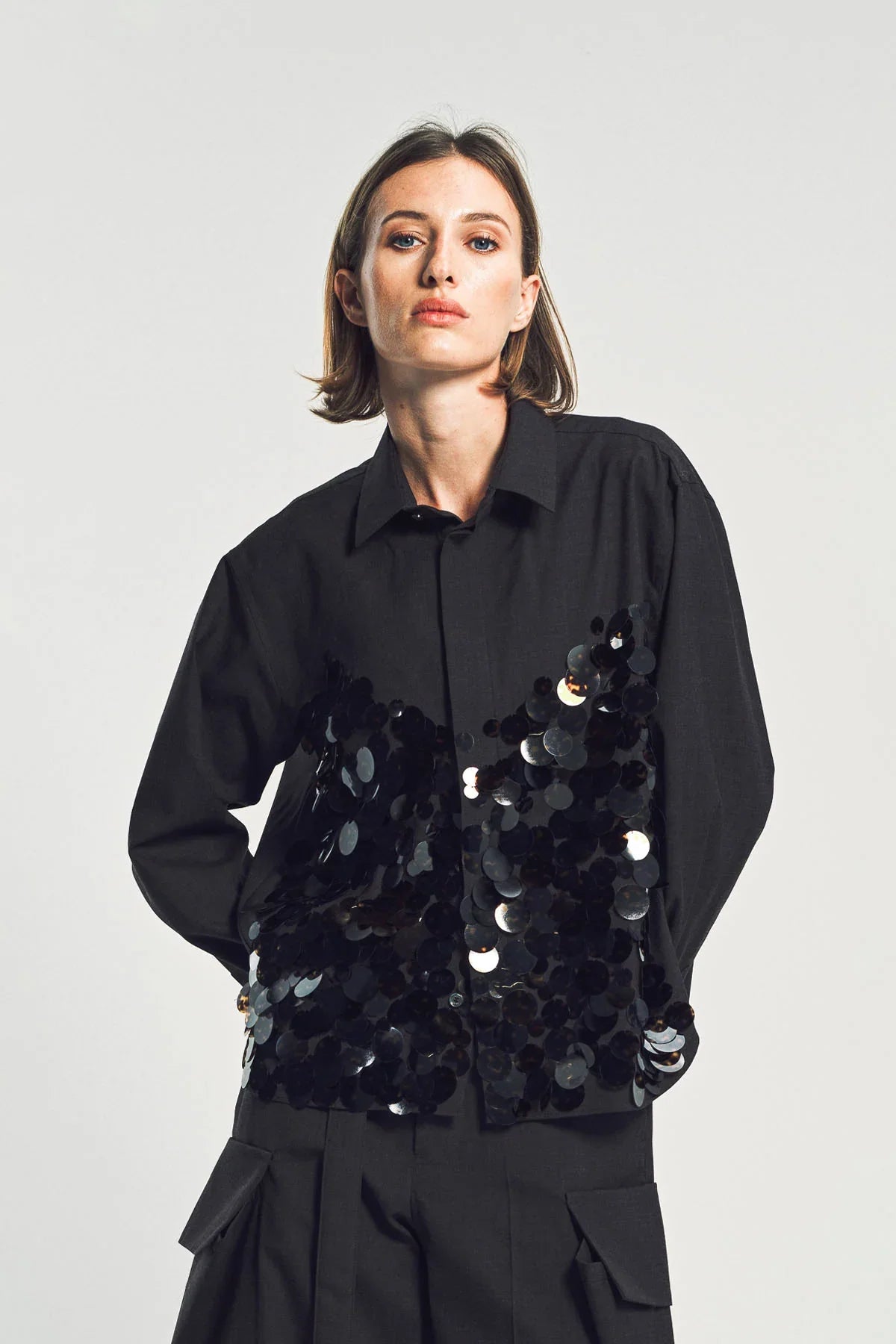 SACAI | SEQUIN LONG SLEEVE SHIRT