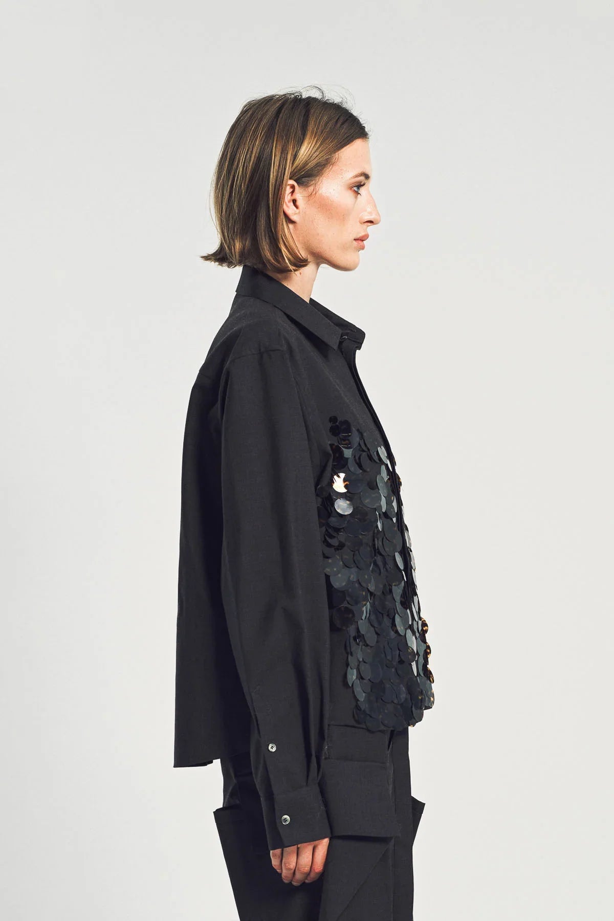 SACAI | SEQUIN LONG SLEEVE SHIRT