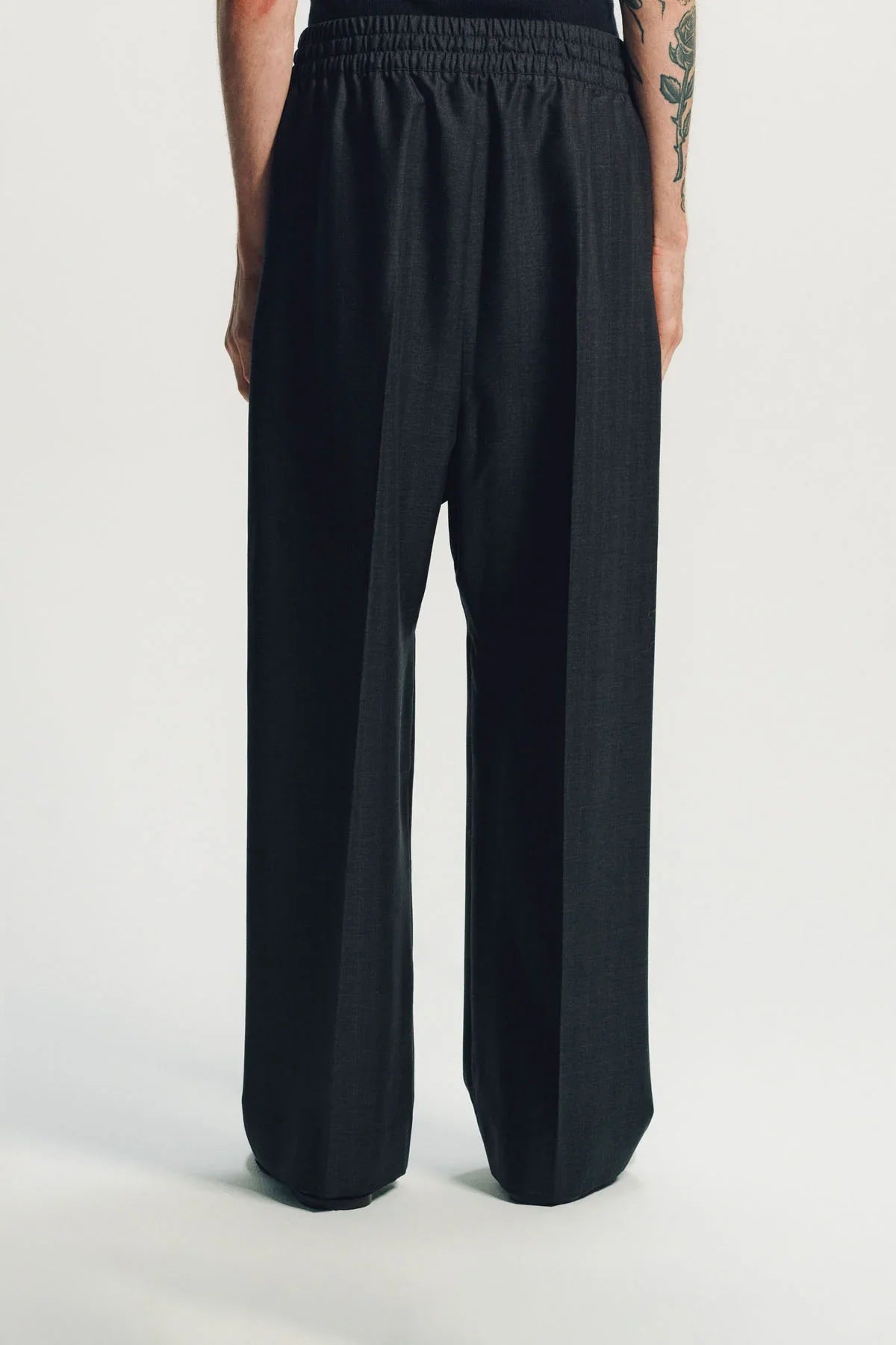 Fear of God | Grey Striped Wool Wide Leg Drawstring Pants