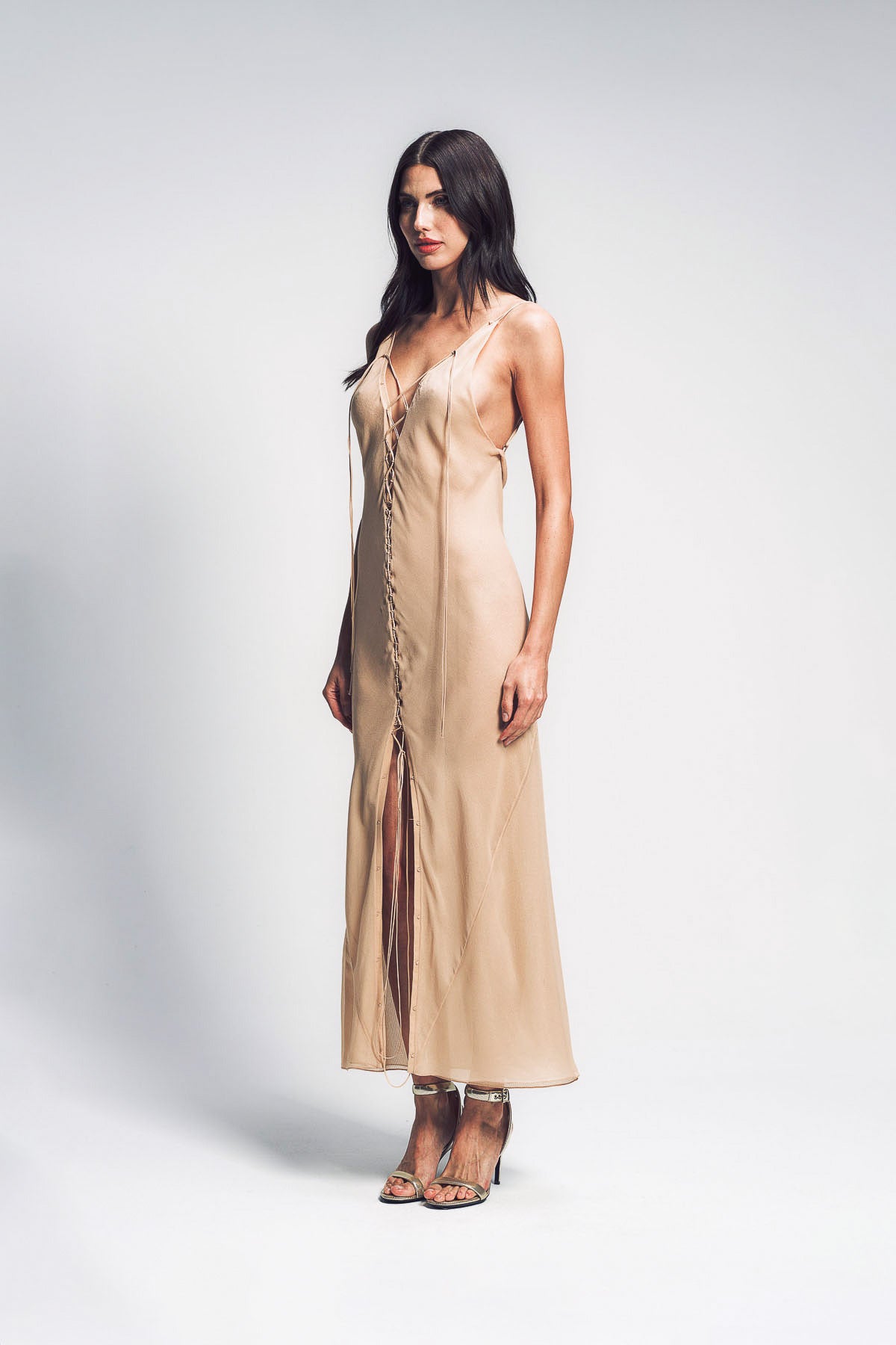 ALEXX BROWN | LACE-UP CAMISOLE DRESS