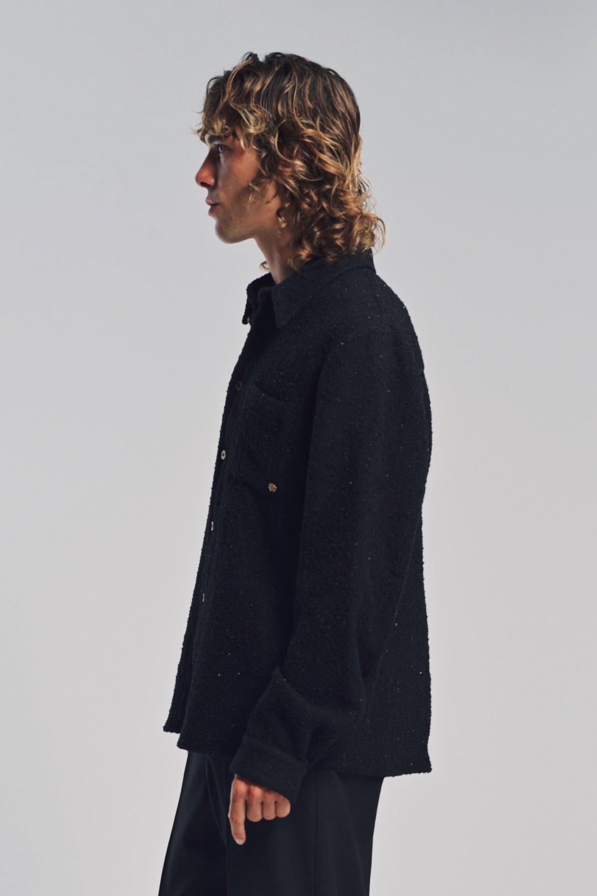 AMIRI | SHIMMER BOUCLÉ LONG SLEEVE SHIRT