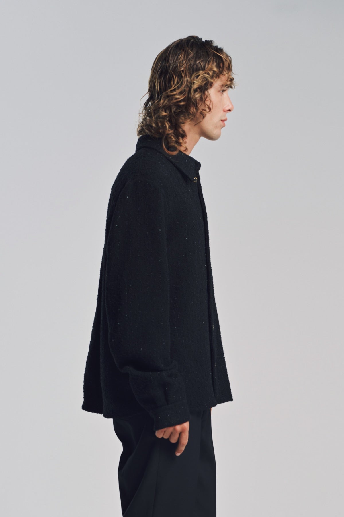 AMIRI | SHIMMER BOUCLÉ LONG SLEEVE SHIRT