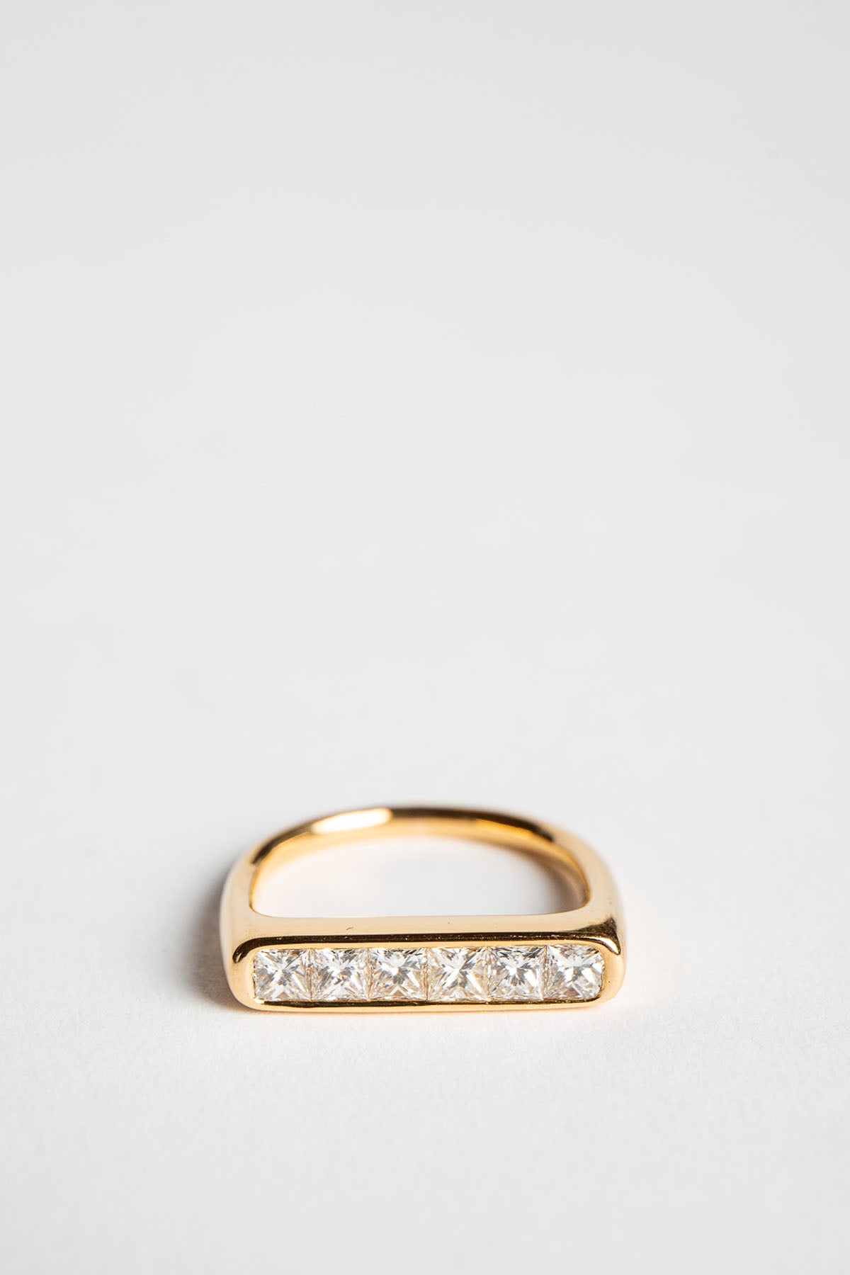 ADI HANDMADE | YELLOW GOLD AND DIAMOND BAR RING