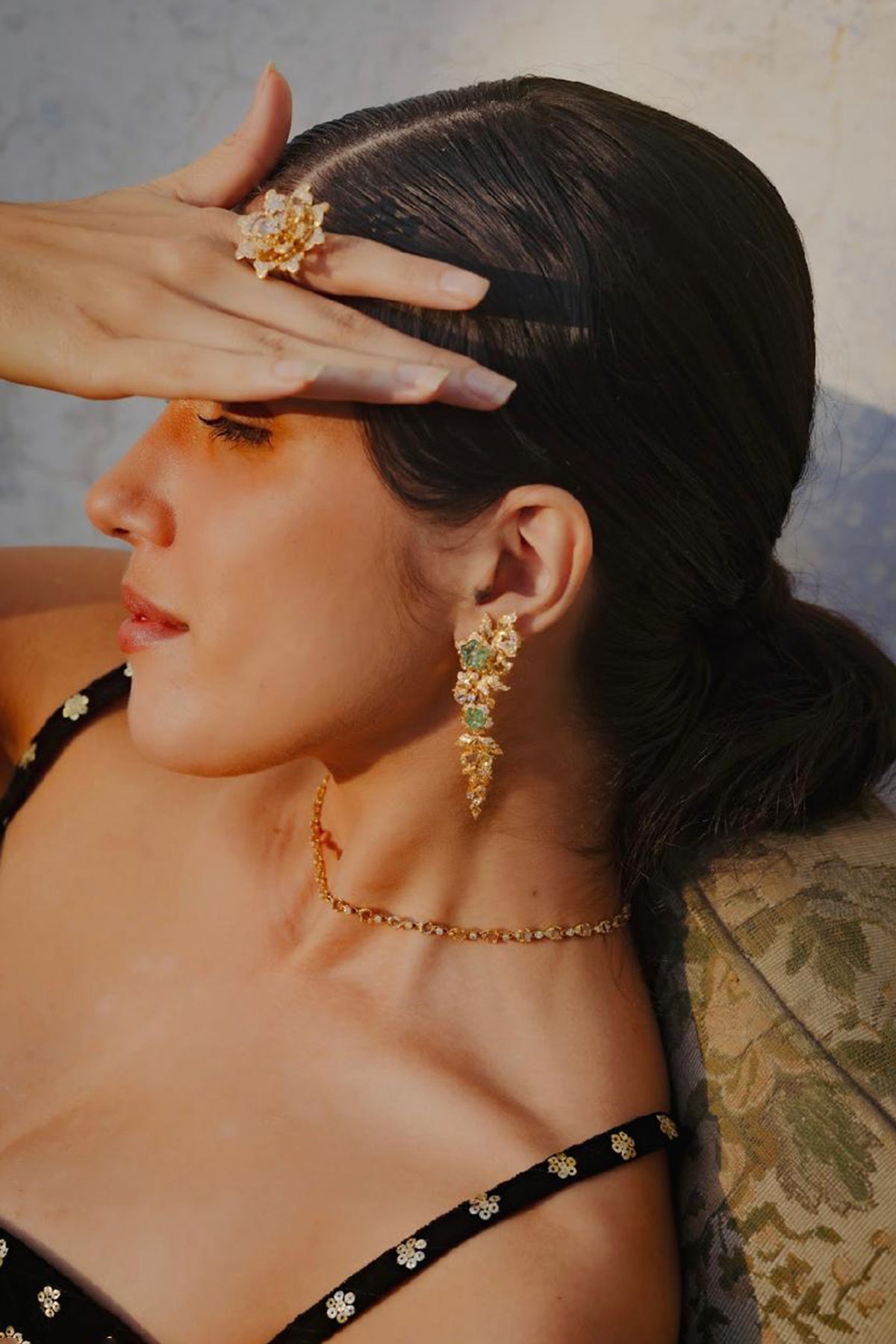 TALLIN | DIAMOND & EMERALD DANGLE EARRINGS