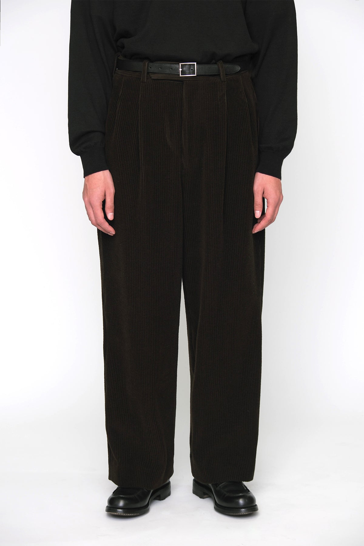 A.PRESSE | WOOL CORDUROY WIDE TAPERED TROUSERS