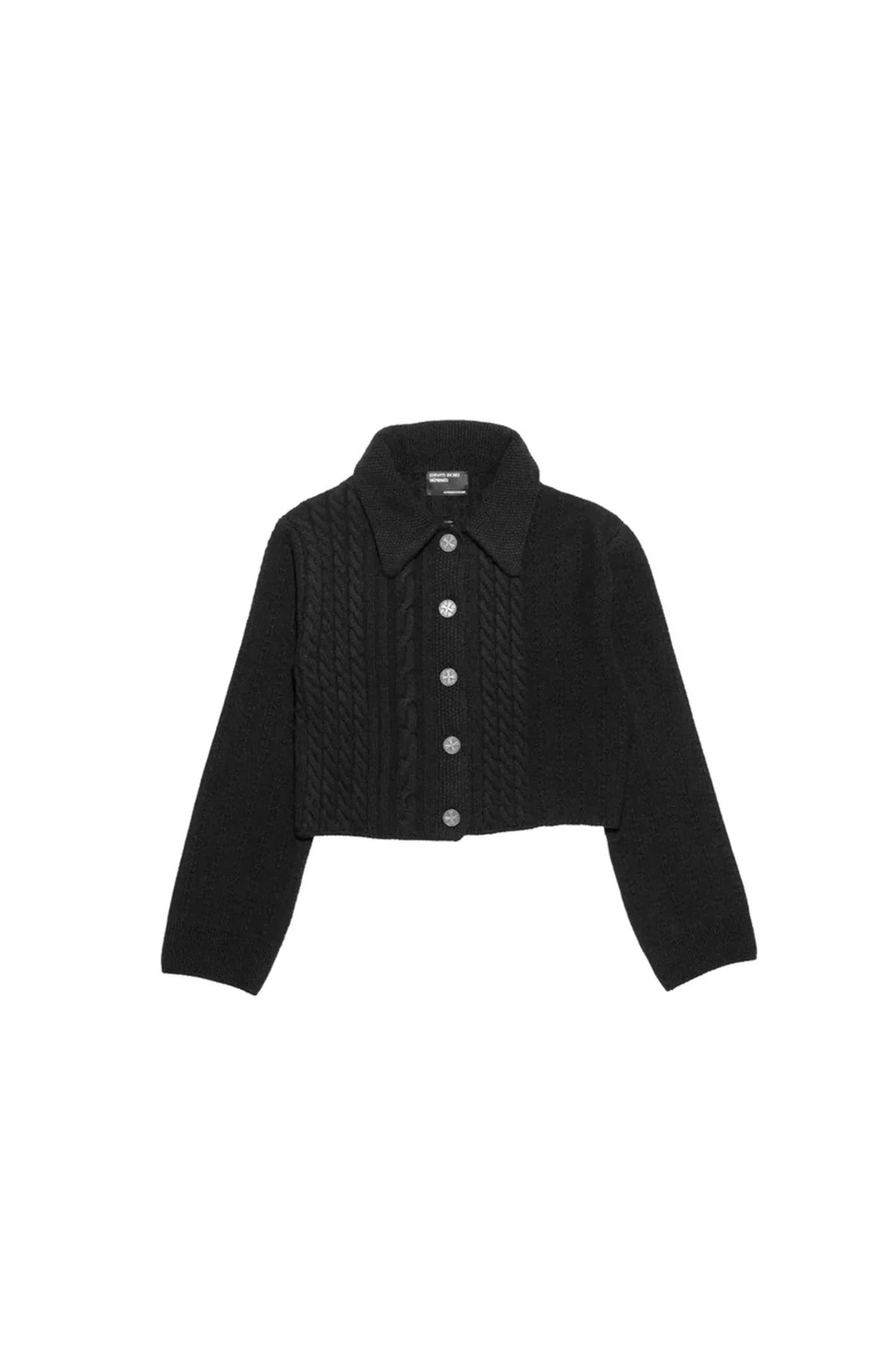 ENFANTS RICHES DÉPRIMÉS | BLACK COLLARED CROPPED CARDIGAN