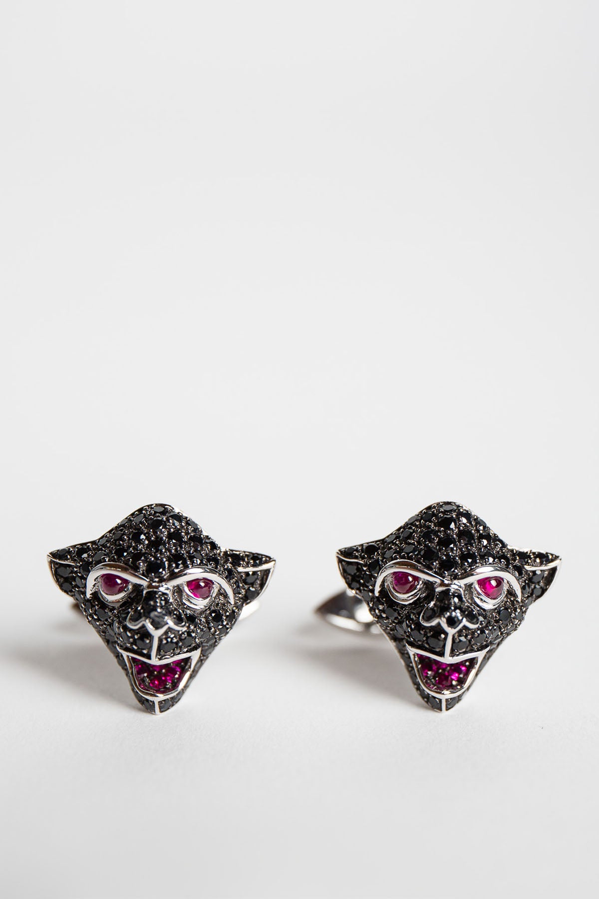 STEPHEN WEBSTER | 18K WHITE GOLD GARGOYLE SAPPHIRE & RUBY CUFFLNKS