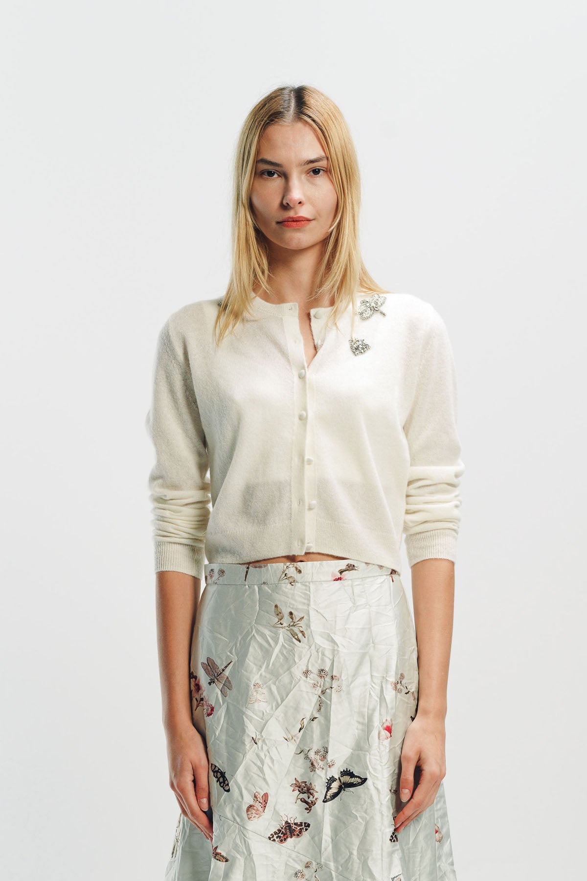 ERDEM | EMBELLISHED CREW NECK CARDIGAN