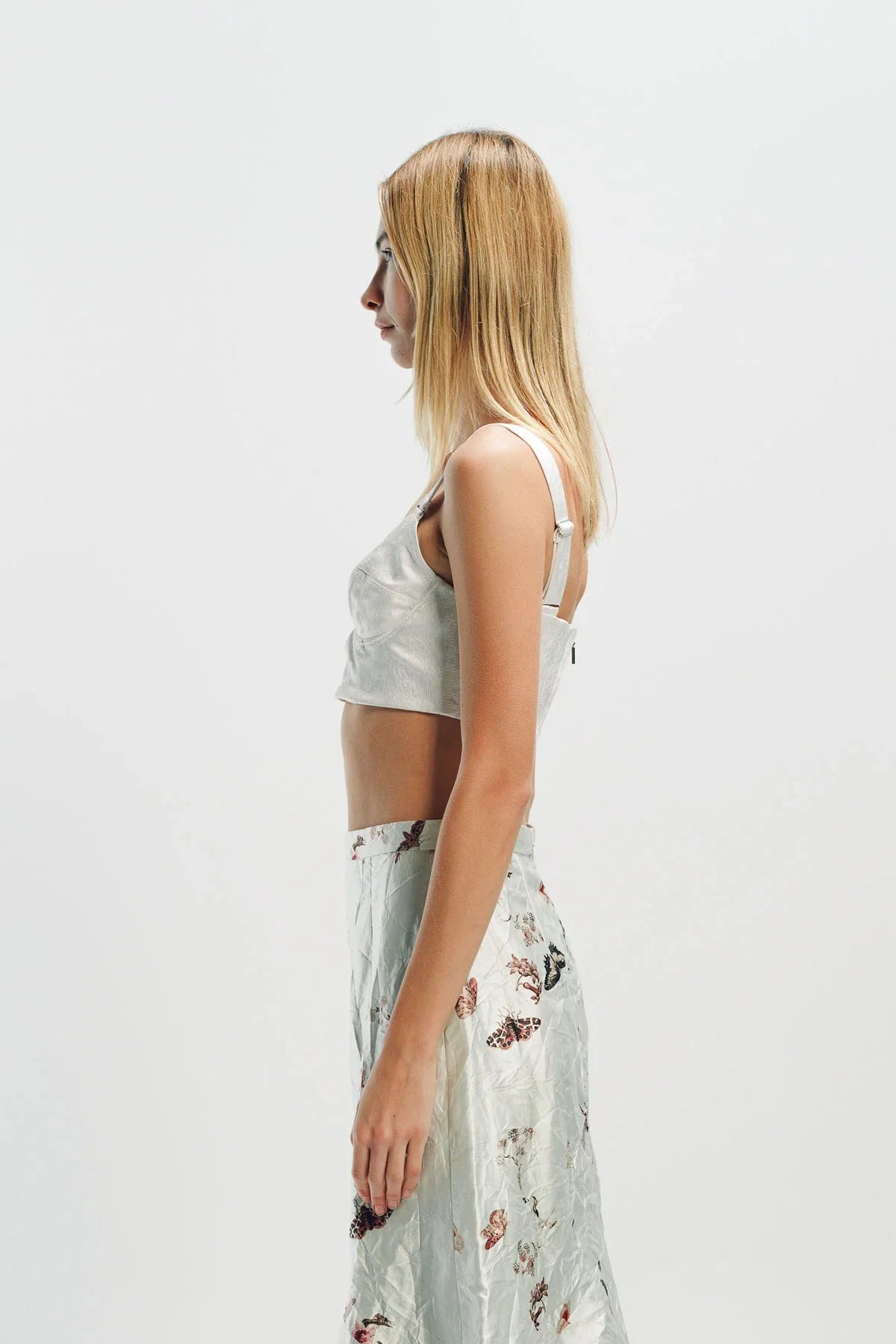 ERDEM | FLORAL CRUSHED SATIN BRA TOP