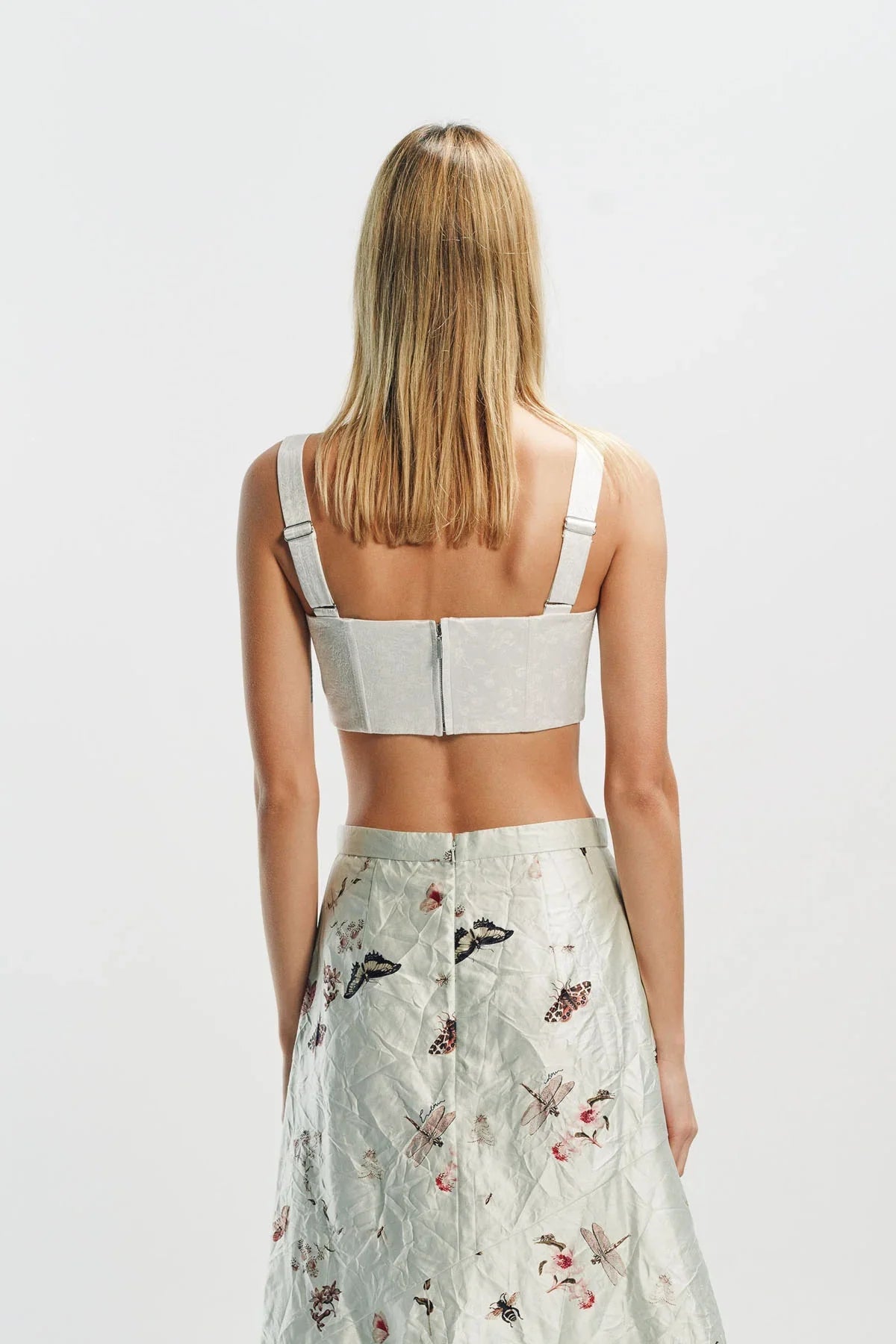 ERDEM | FLORAL CRUSHED SATIN BRA TOP
