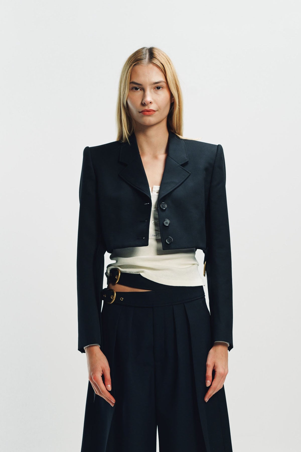 CHLOÉ | CROPPED SPENCER JACKET IN WOOL GRAIN DE POUDRE