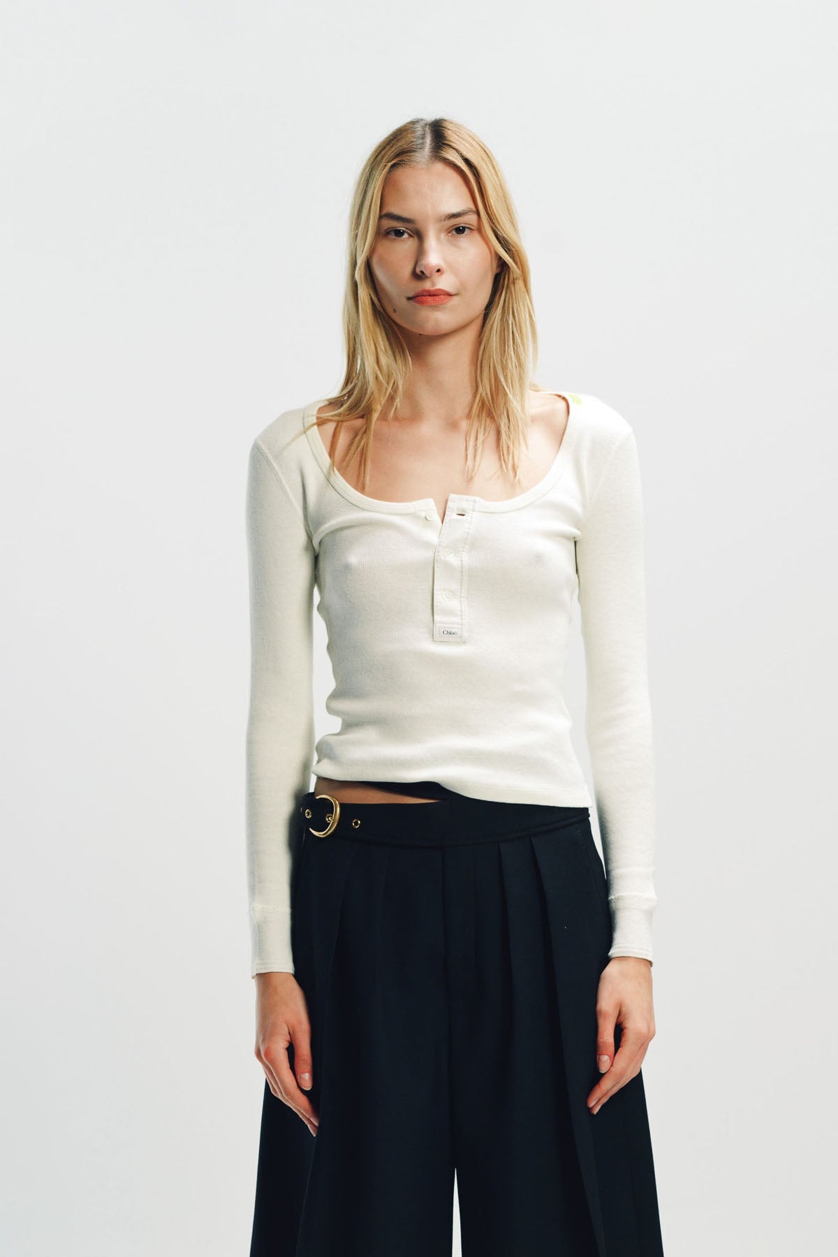 CHLOÉ | SCOOP-NECK HENLERY SHIRT IN COTTON JERSEY