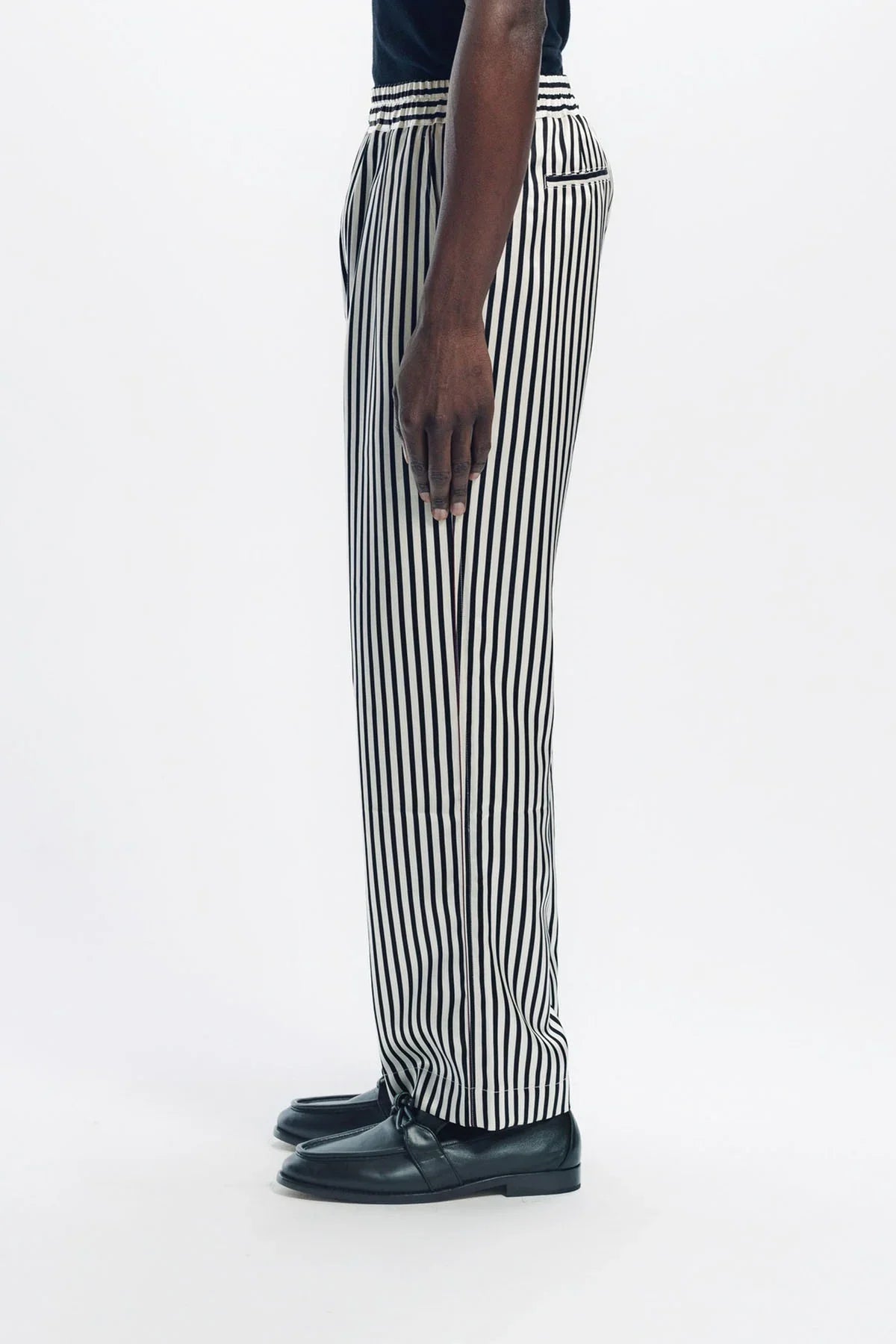 TOM FORD | BATON STRIPE FLUID SILK PLEATED LOUNGE PANTS