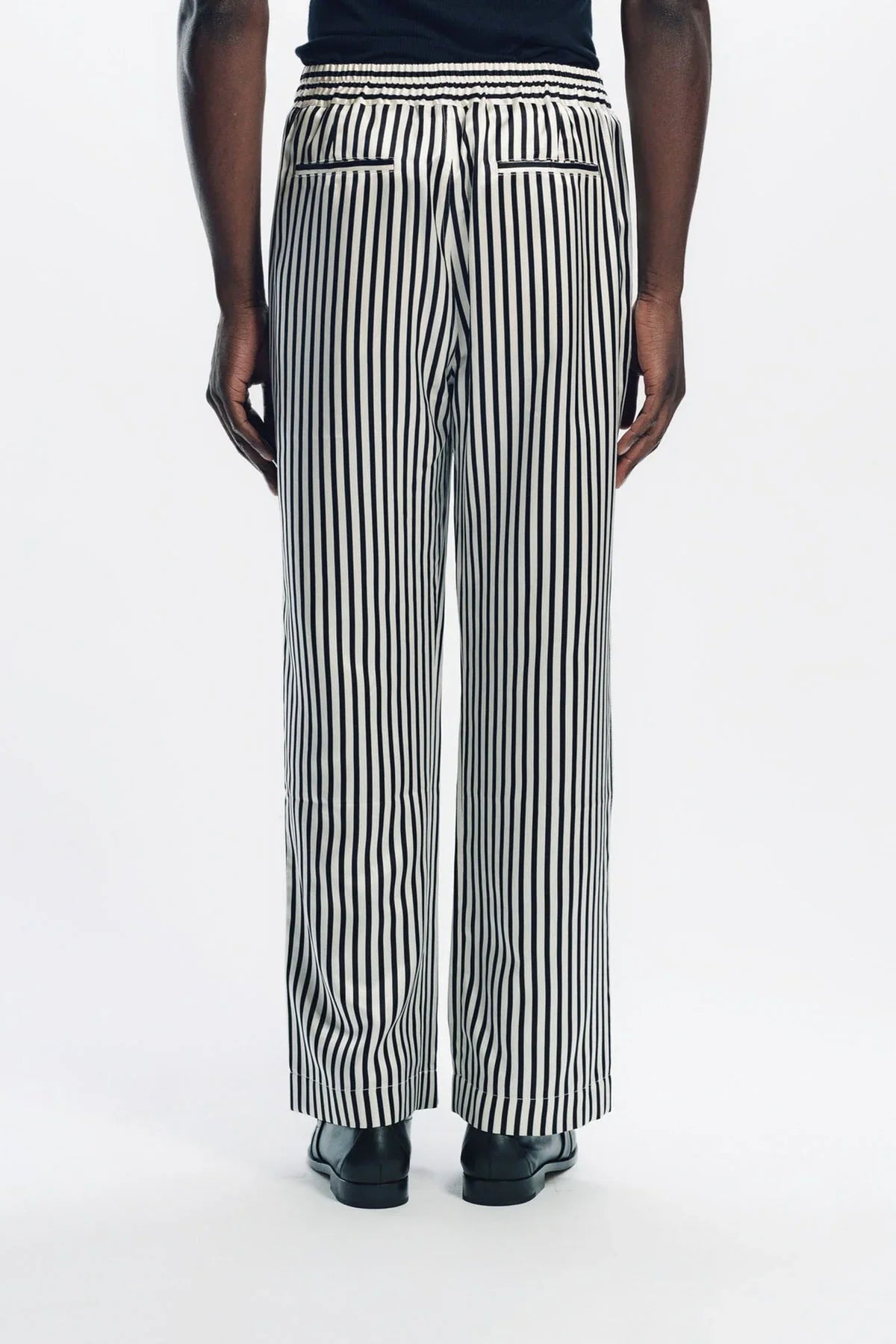 TOM FORD | BATON STRIPE FLUID SILK PLEATED LOUNGE PANTS